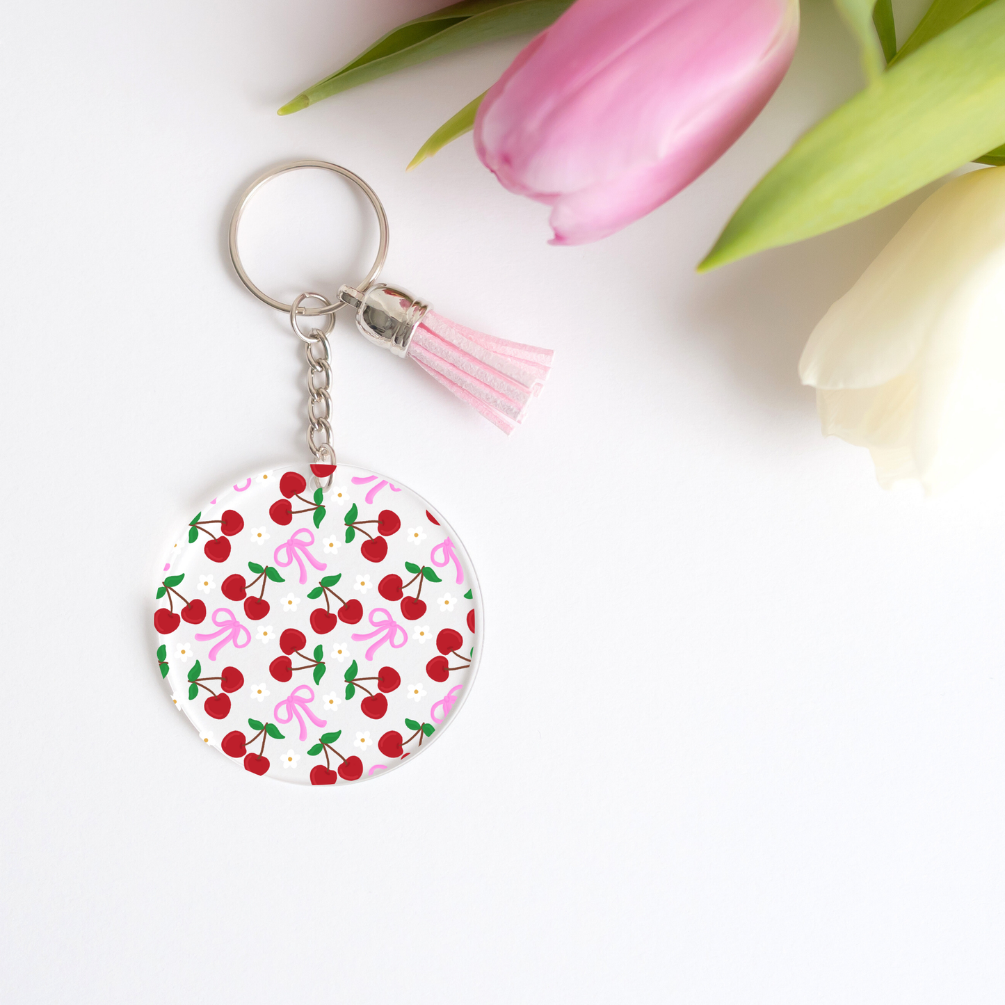 Red Cherries + Pink Bows Keychain Decals (PACK OF 5)
