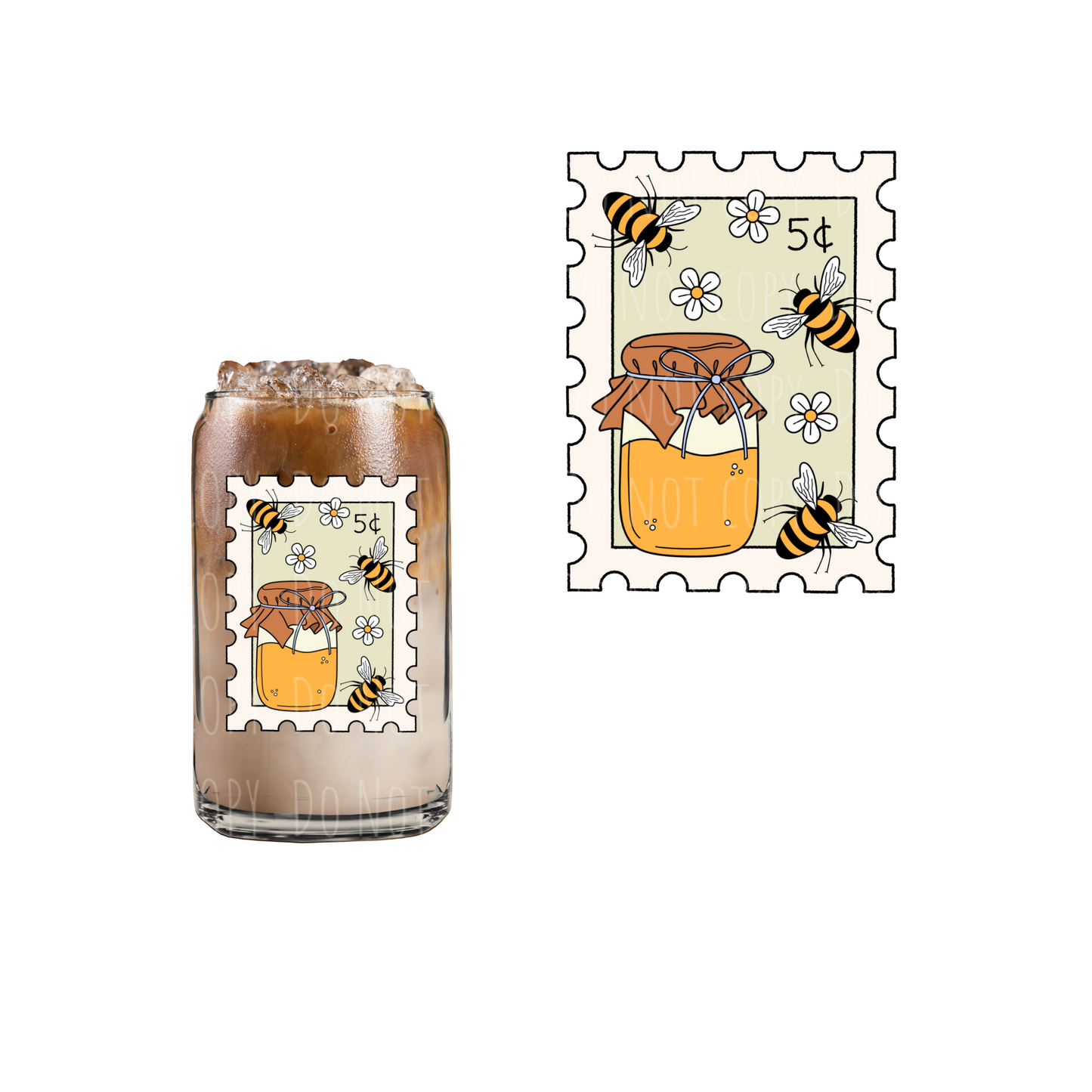 Honey Bees Stamp (DOUBLE SIDED) UVDTF decal