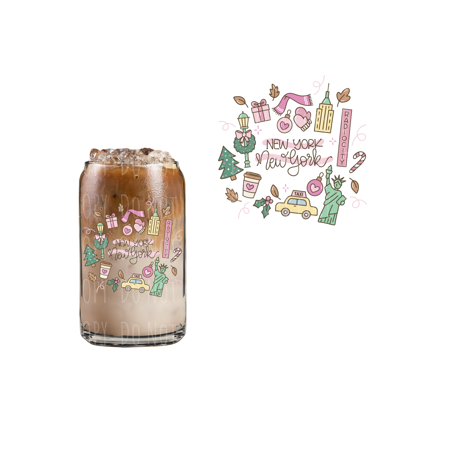 New York Christmas (DOUBLE SIDED) UVDTF decal