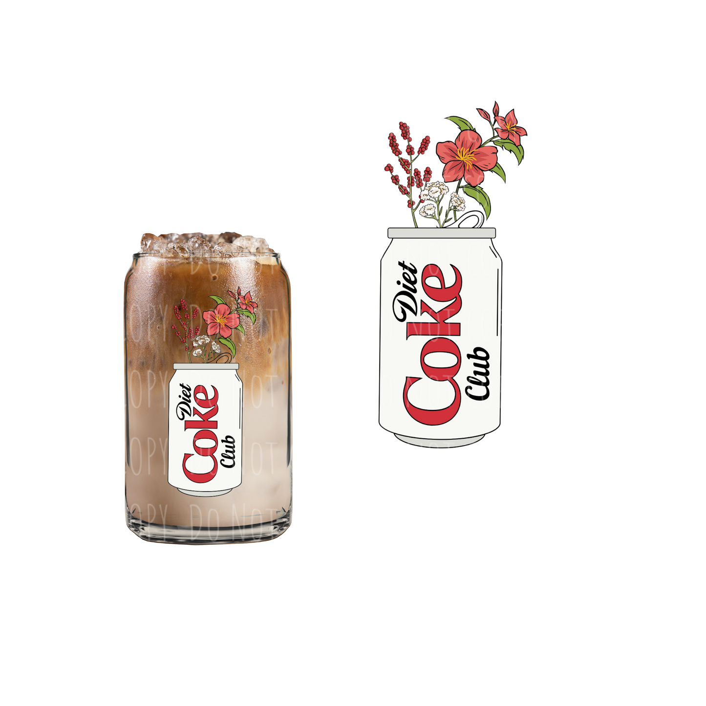 Silver Diet Coke Bouquet (DOUBLE SIDED) UVDTF decal