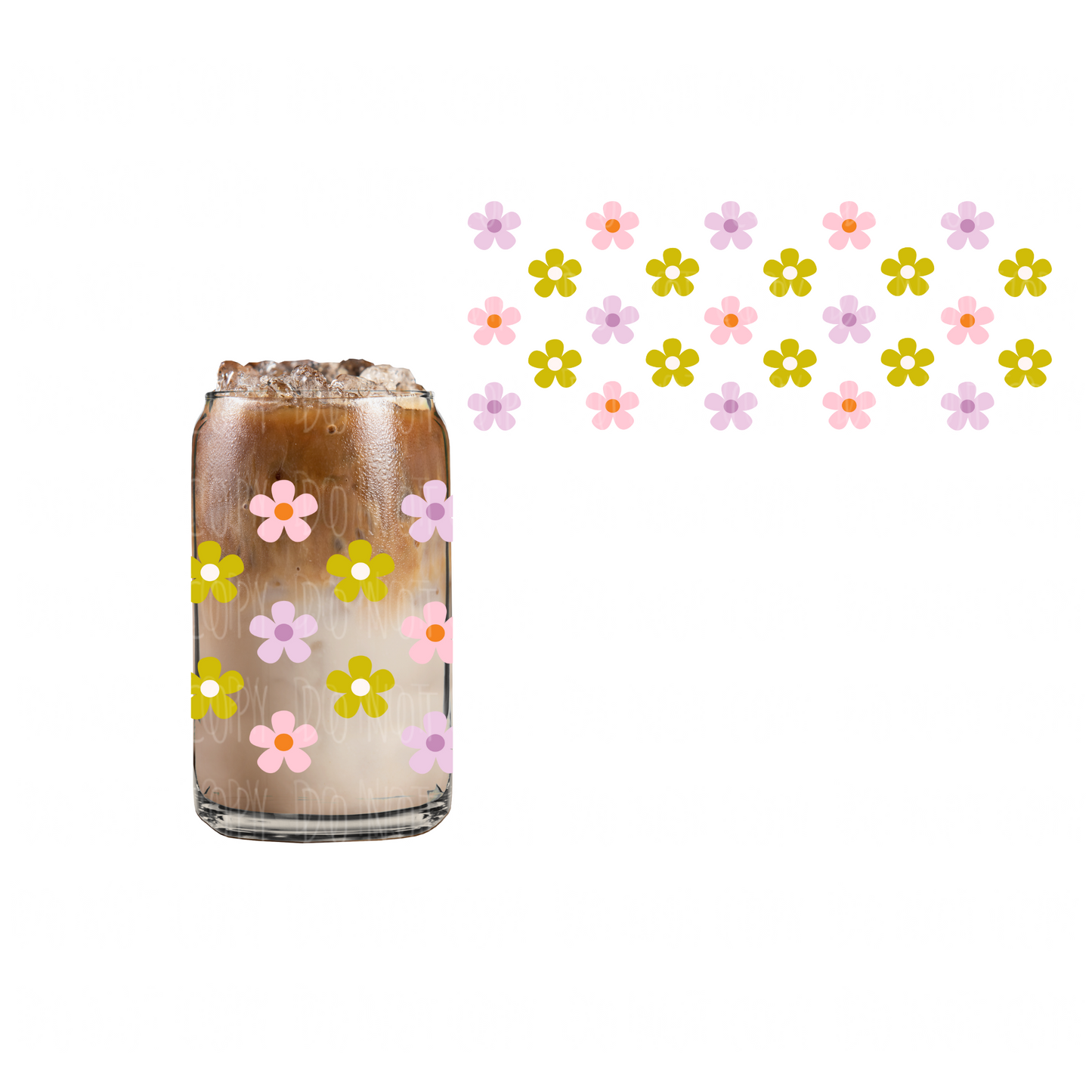 Spring Green Flowers (DOUBLE SIDED) UVDTF cup wrap