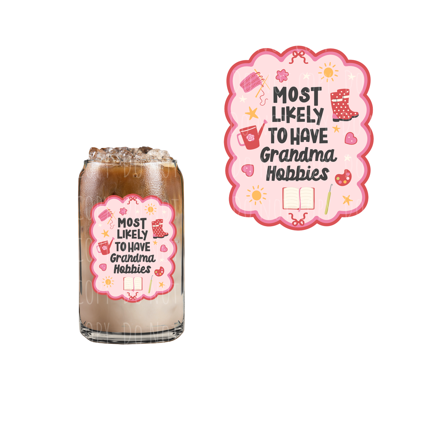 Grandma Hobbies (DOUBLE SIDED) UVDTF decal