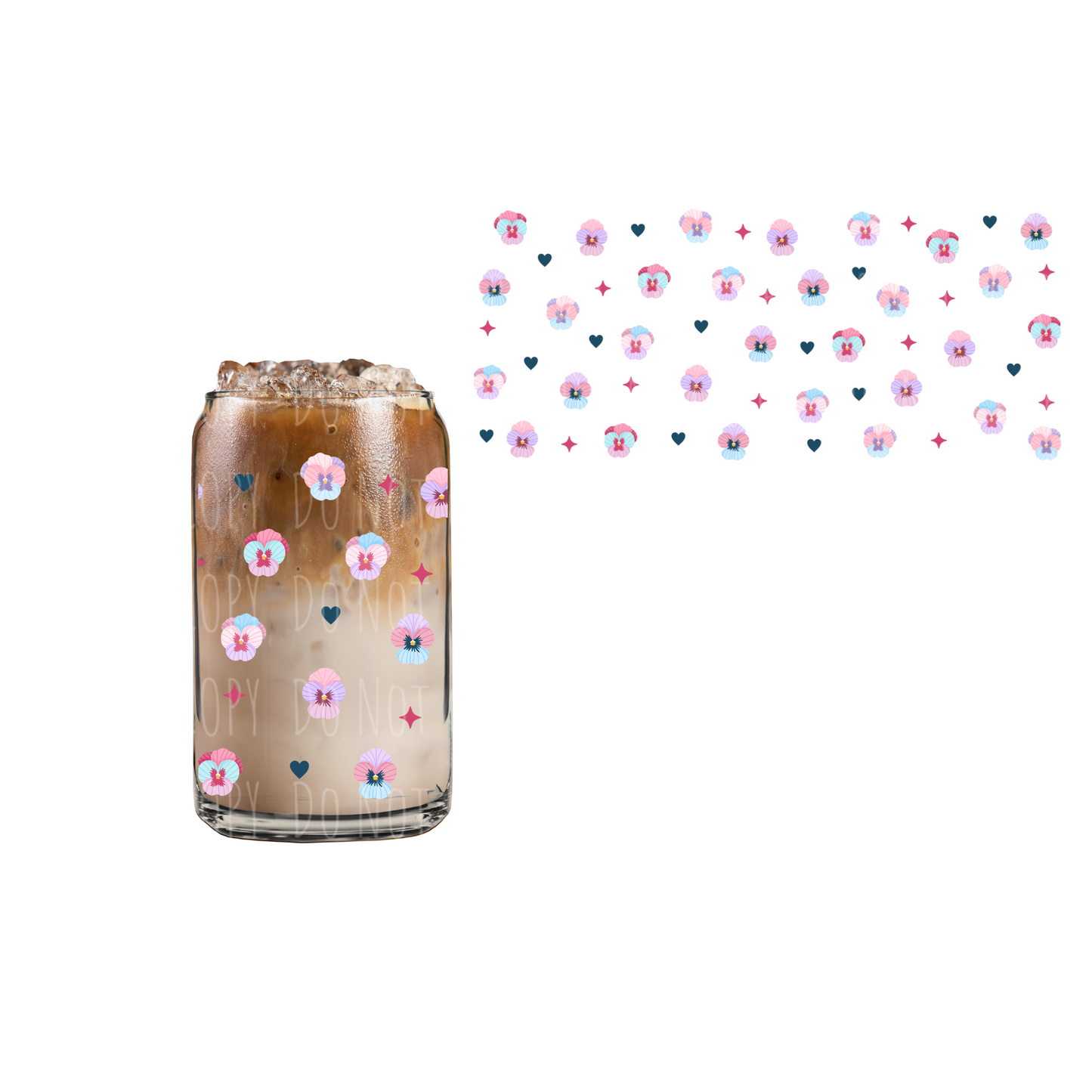 Pansies (DOUBLE SIDED) UVDTF 16oz cup wrap