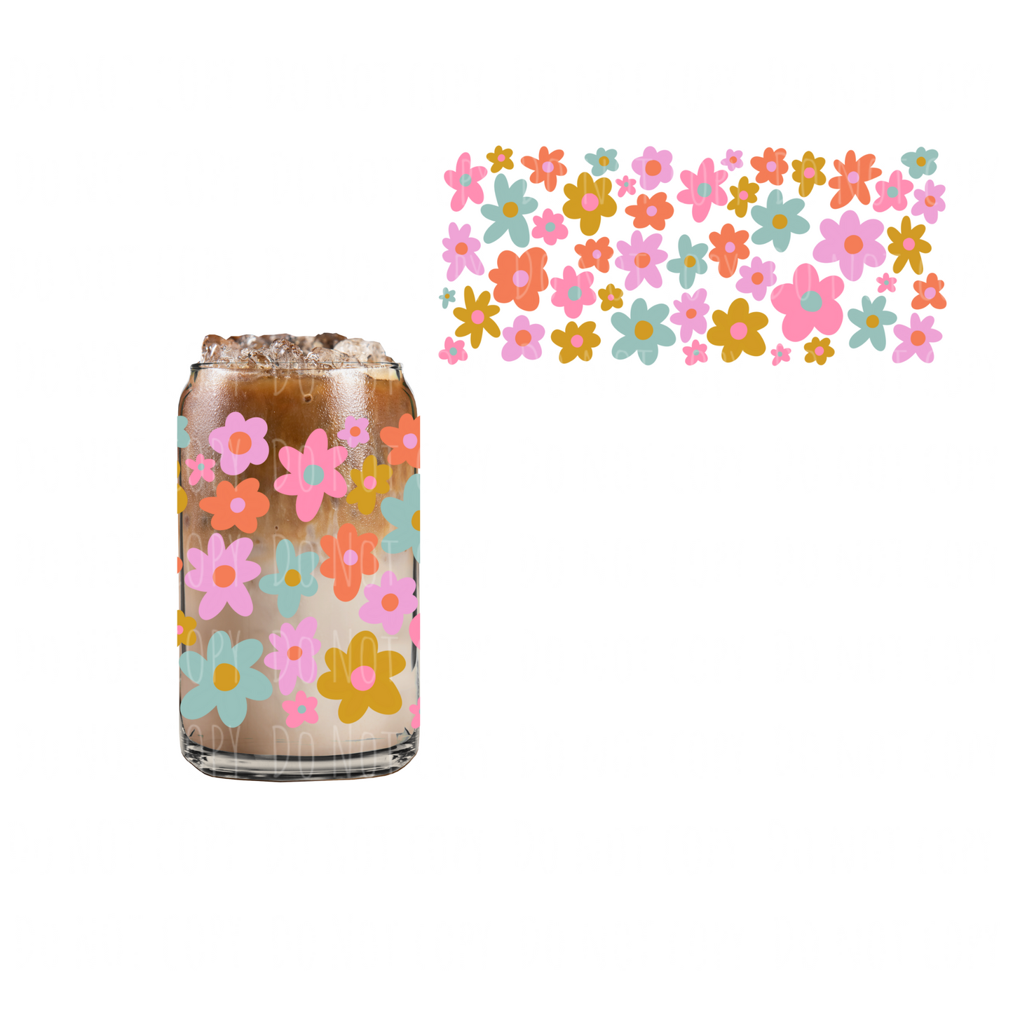 Ellē Retro Florals (DOUBLE SIDED) UVDTF cup wrap