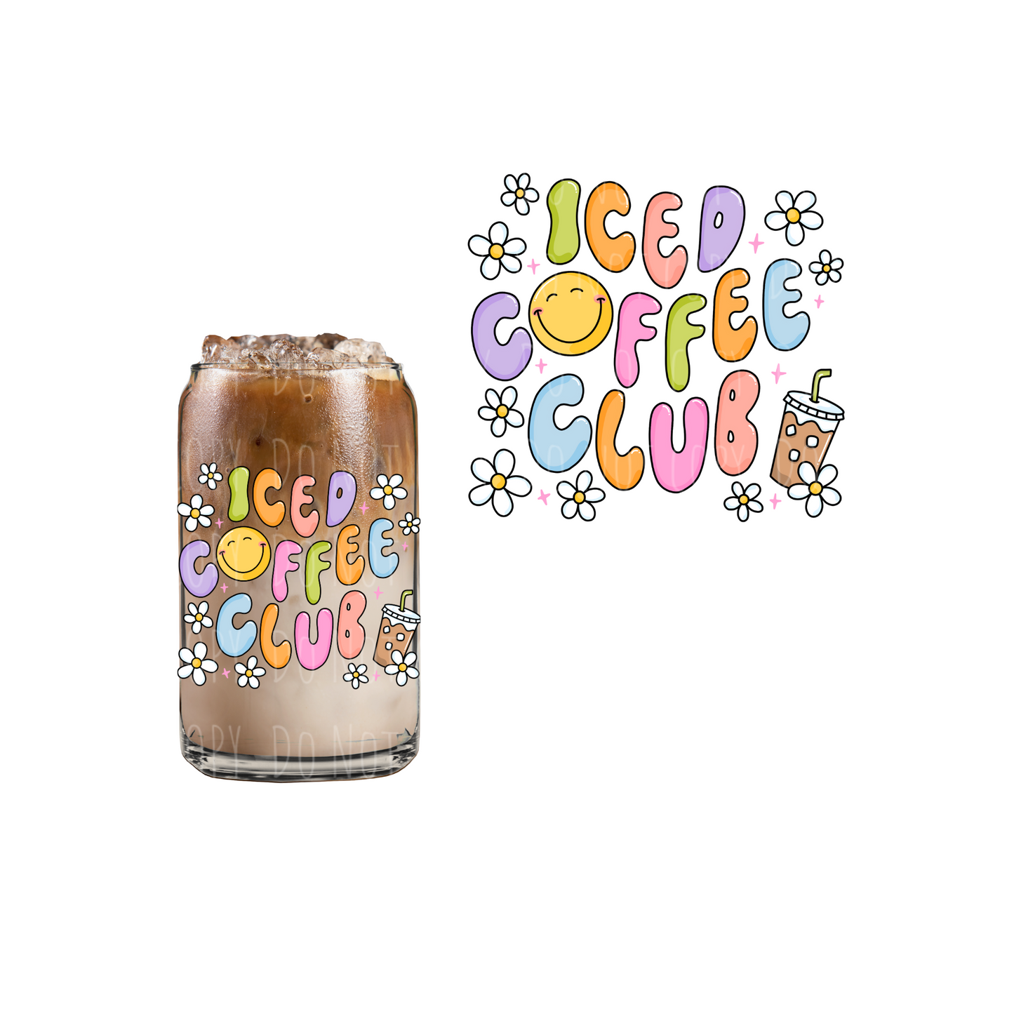 Iced Coffee Club UVDTF decal