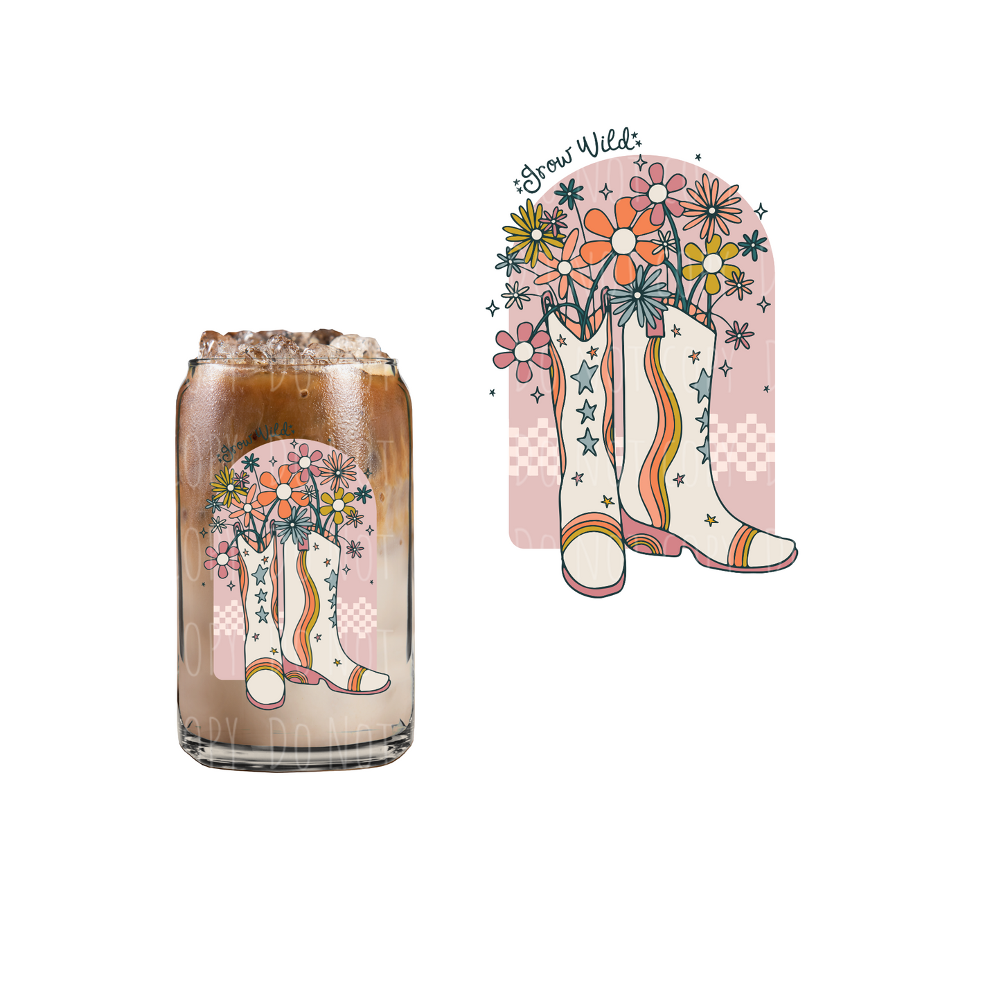 Grow Wild Floral Boots (DOUBLE SIDED) UVDTF decal