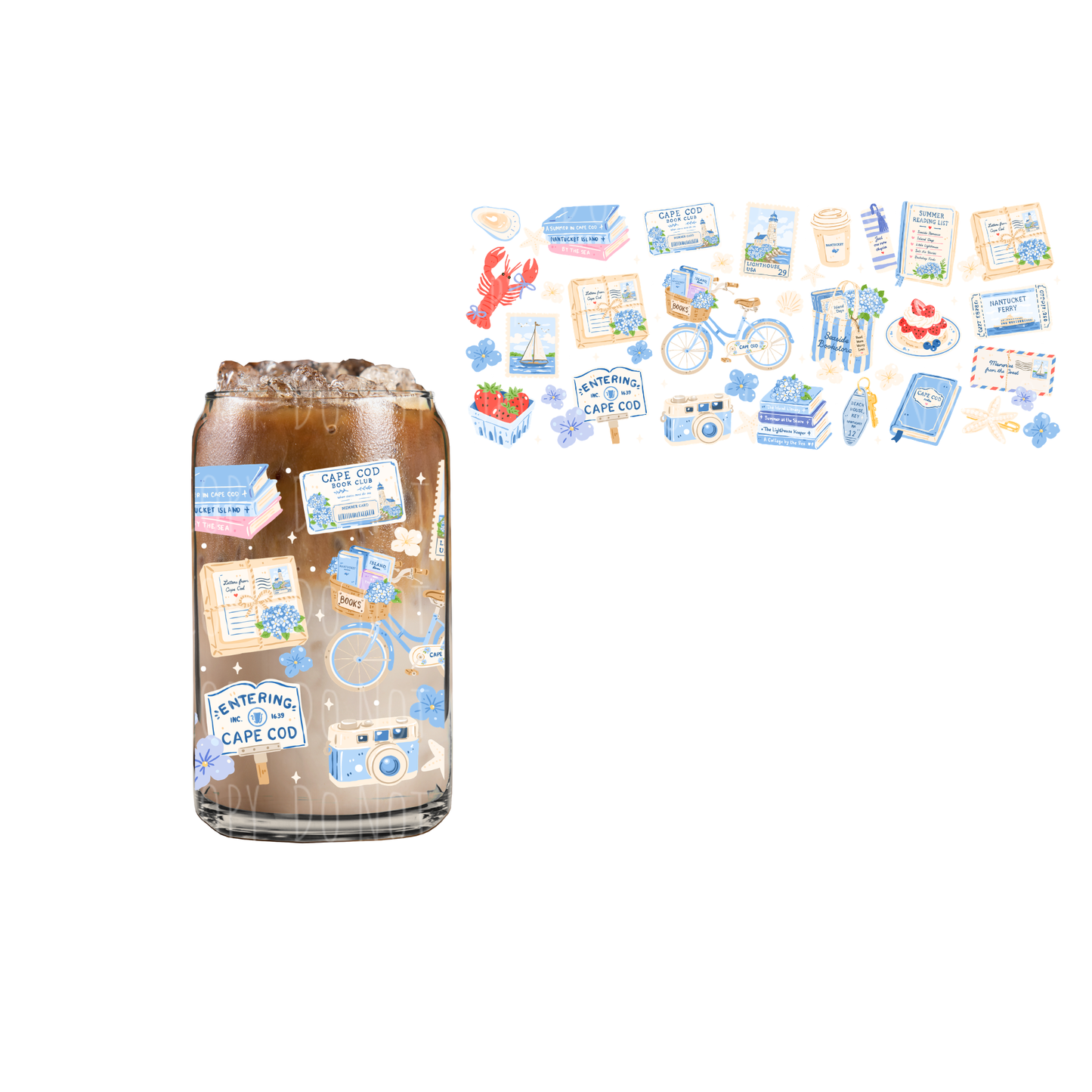 Cape Cod (DOUBLE SIDED) UVDTF 16oz cup wrap