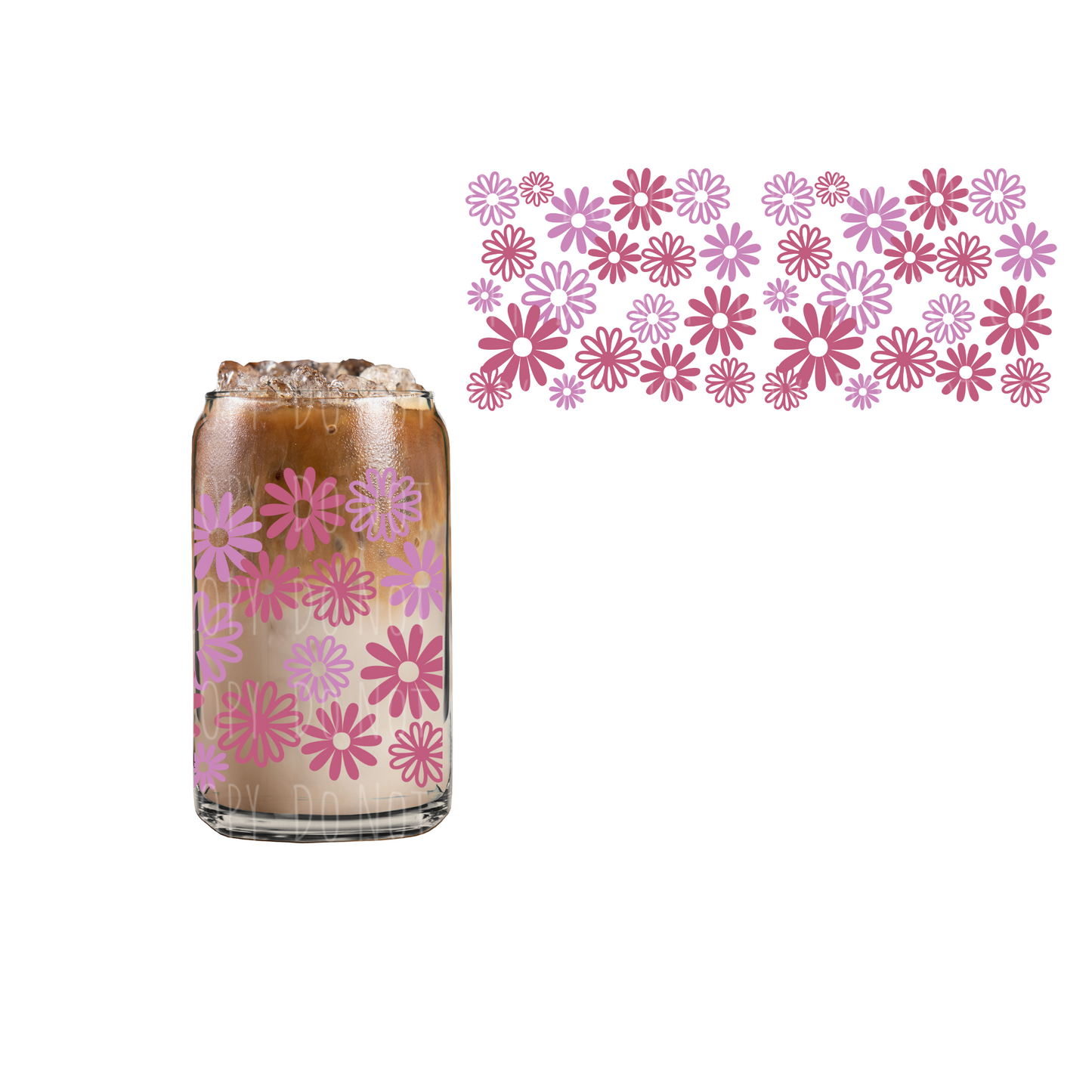 Retro Flowers (DOUBLE SIDED) UVDTF 16oz cup wrap