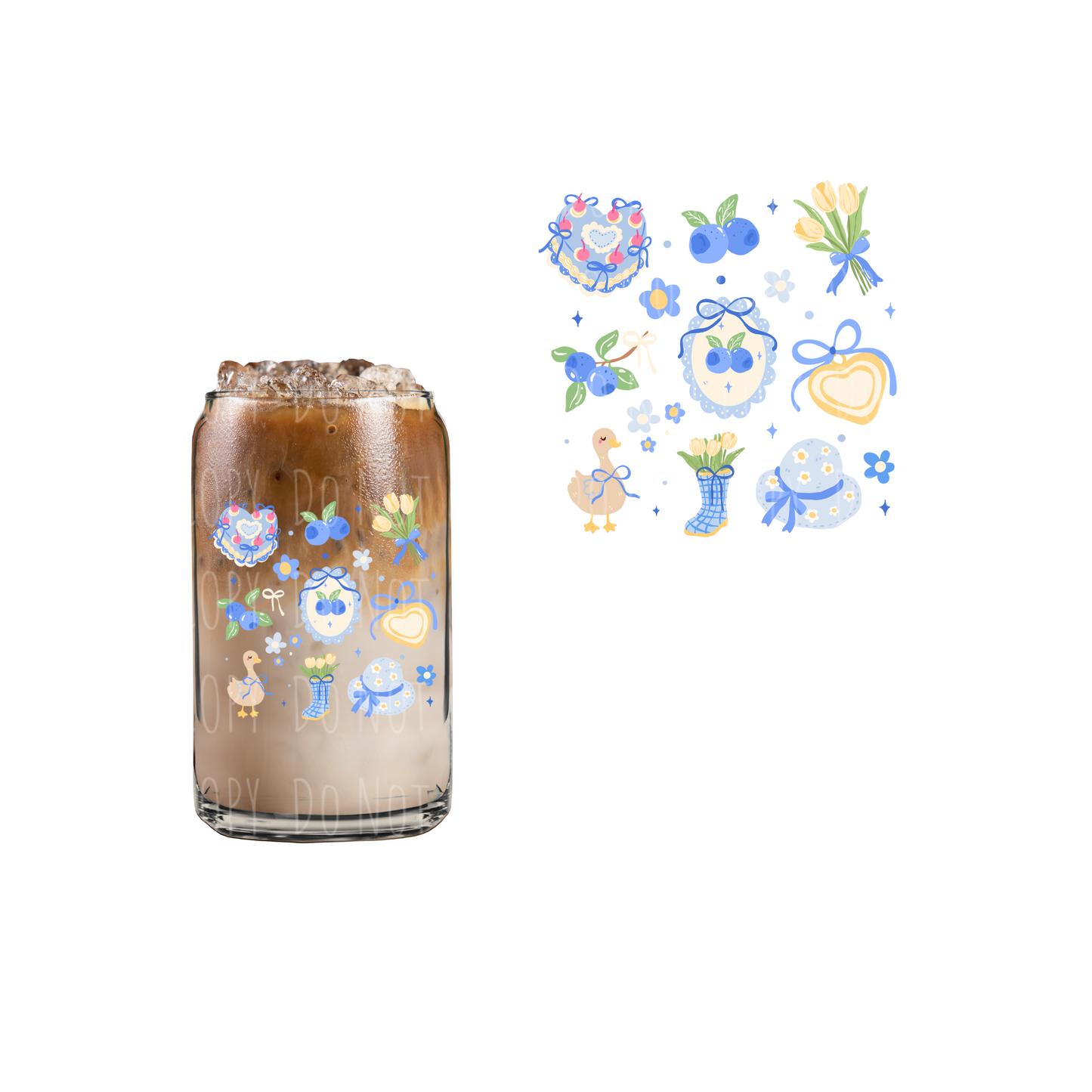 Blue Soft Girly (DOUBLE SIDED) UVDTF decal