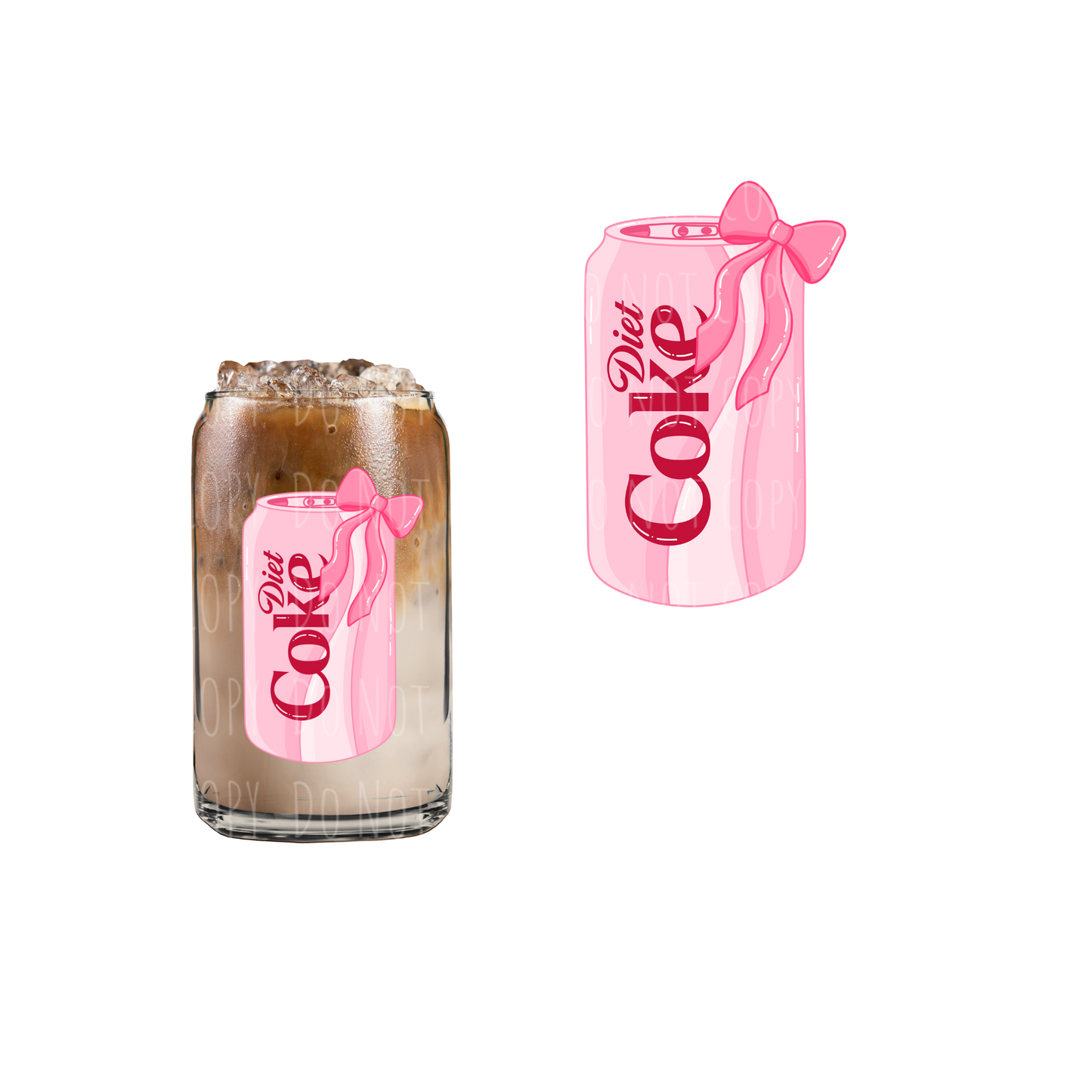 Pink + Red Diet Coke (DOUBLE SIDED) UVDTF decal