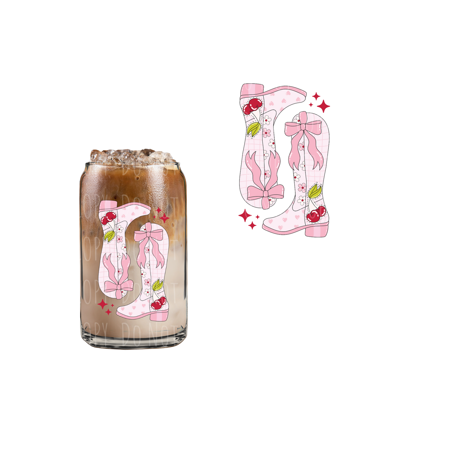 Cherry Bow Boots (DOUBLE SIDED) UVDTF decal