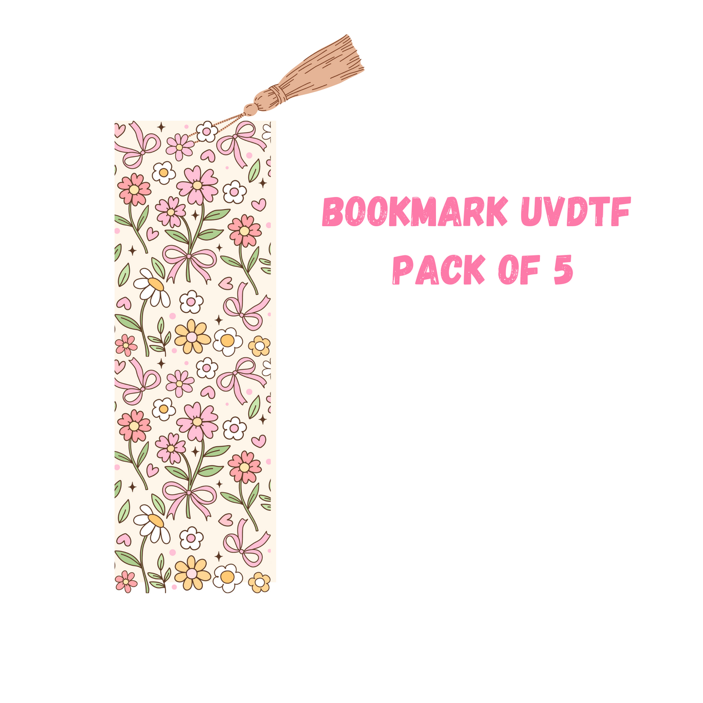 Pink Bouquet (DOUBLE SIDED) Bookmark UVDTF (pack of 5)