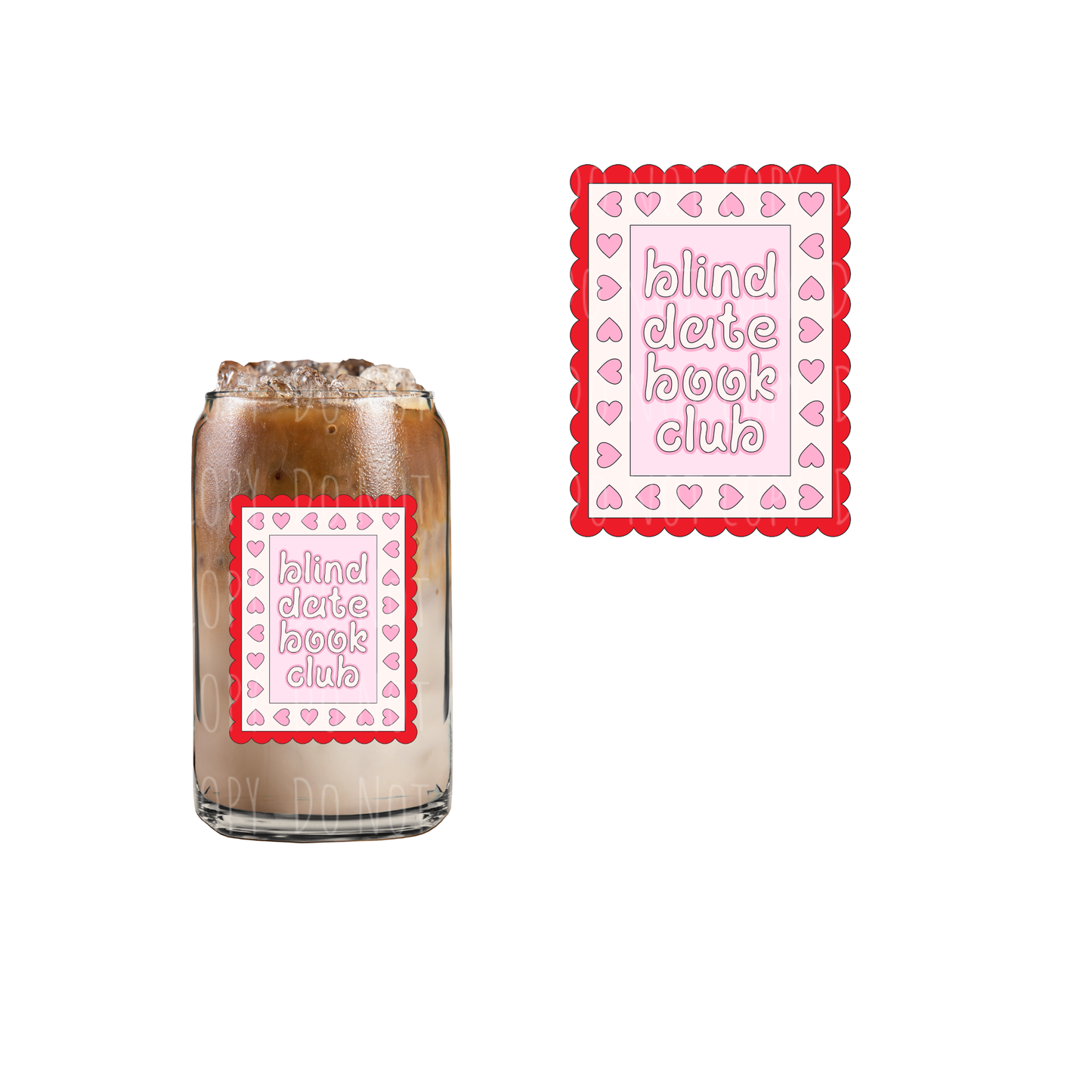 Blind Date Book Club (red,pink) (DOUBLE SIDED) UVDTF decal