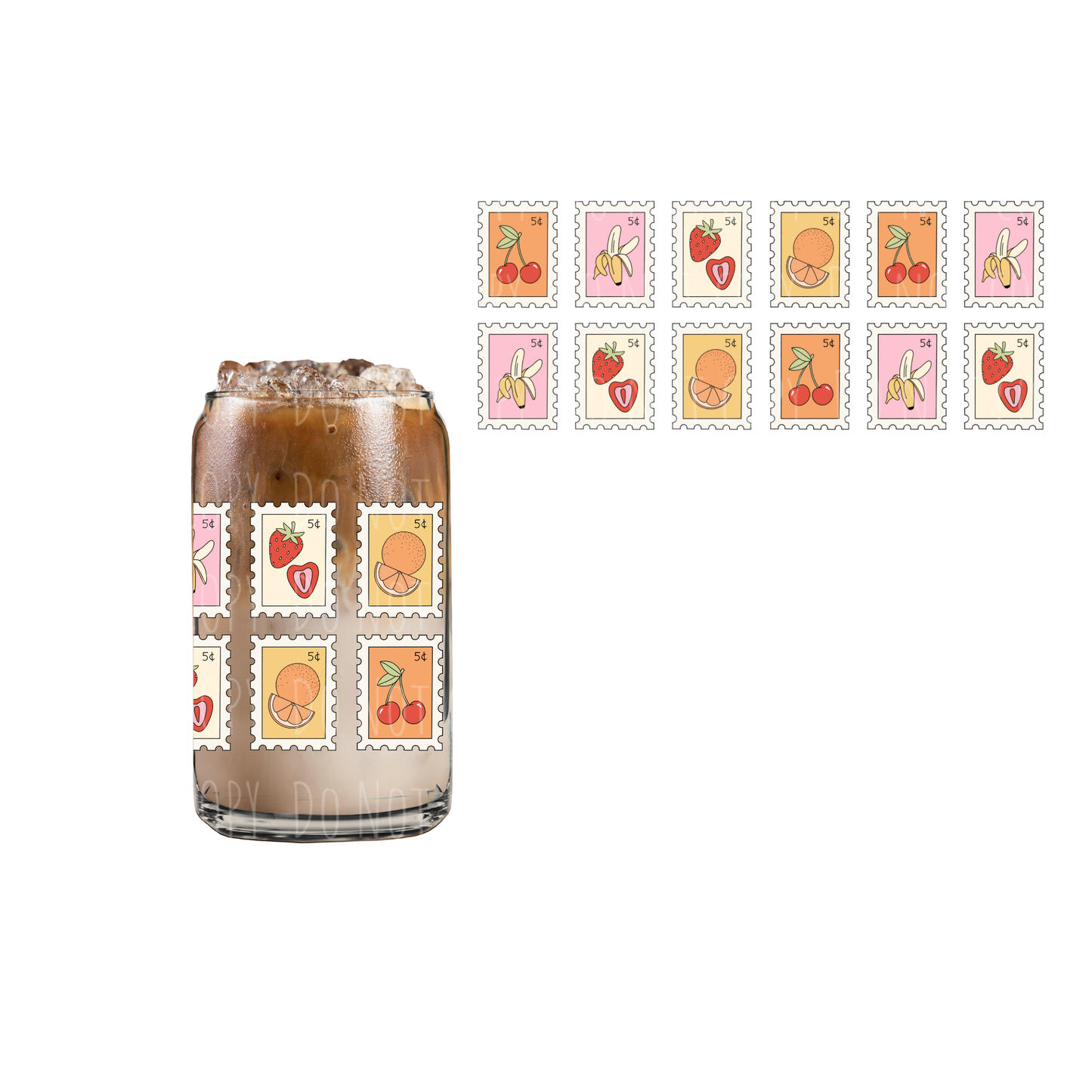 Fruit Stamps (DOUBLE SIDED) UVDTF 16oz cup wrap