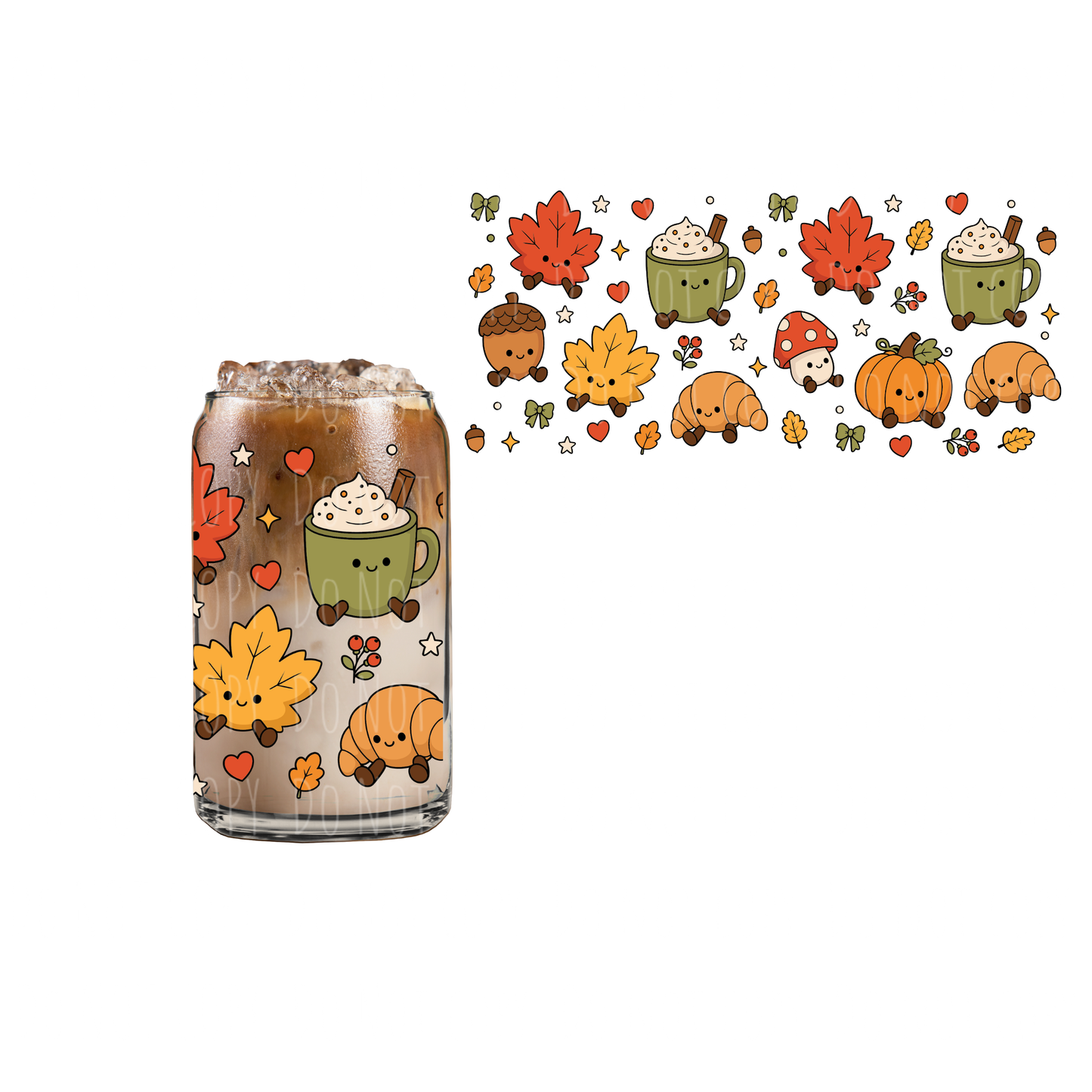 Autumn Stuffies (DOUBLE SIDED) UVDTF 16oz cup wrap