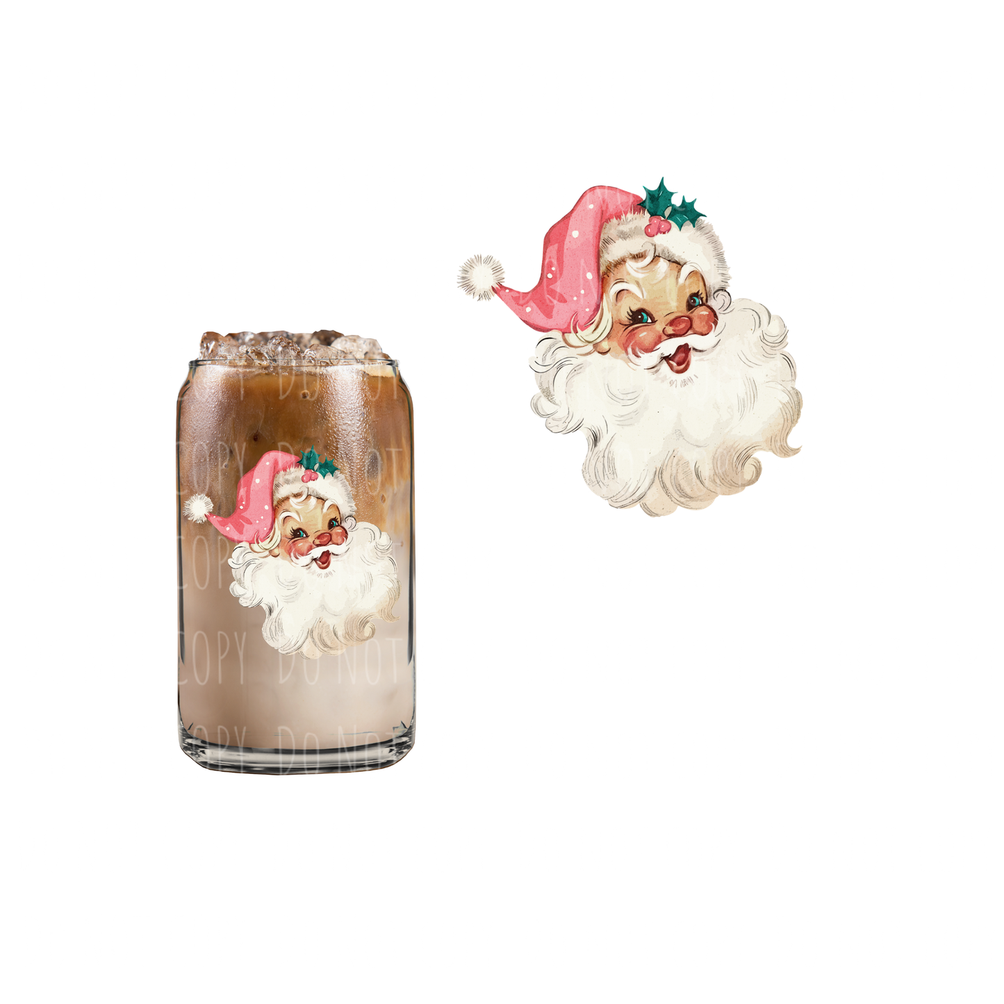 Pink Santa (DOUBLE SIDED) UVDTF decal
