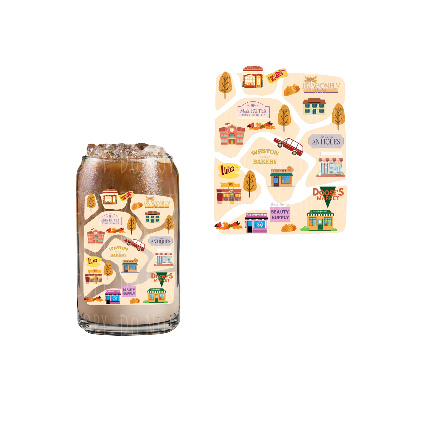 Gilmore Inspired Town Map (DOUBLE SIDED) UVDTF decal
