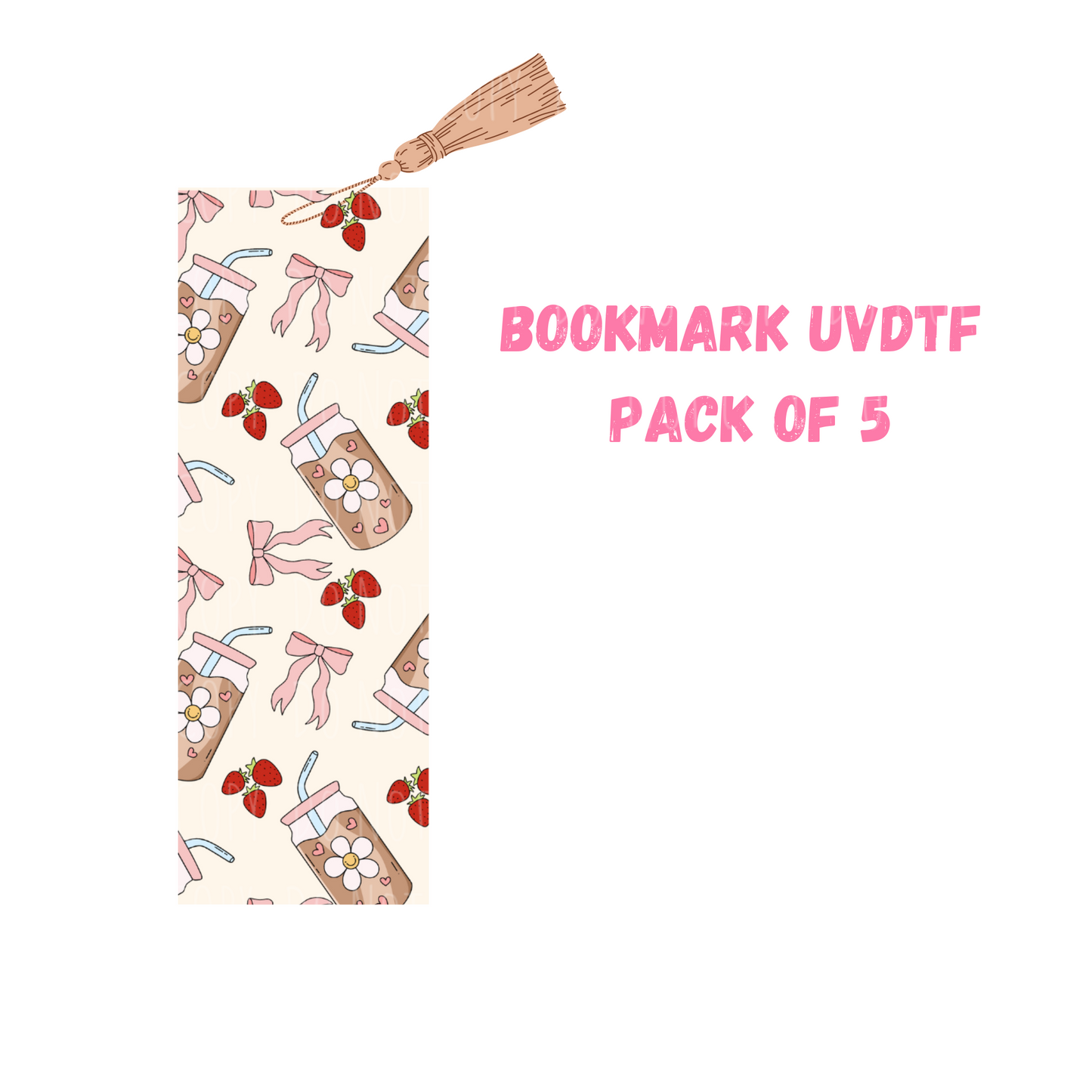 Bows + Coffee (DOUBLE SIDED) Bookmark UVDTF (pack of 5)