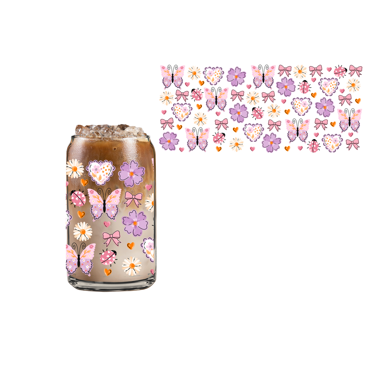 Girly Butterflies (DOUBLE SIDED) UVDTF 16oz cup wrap