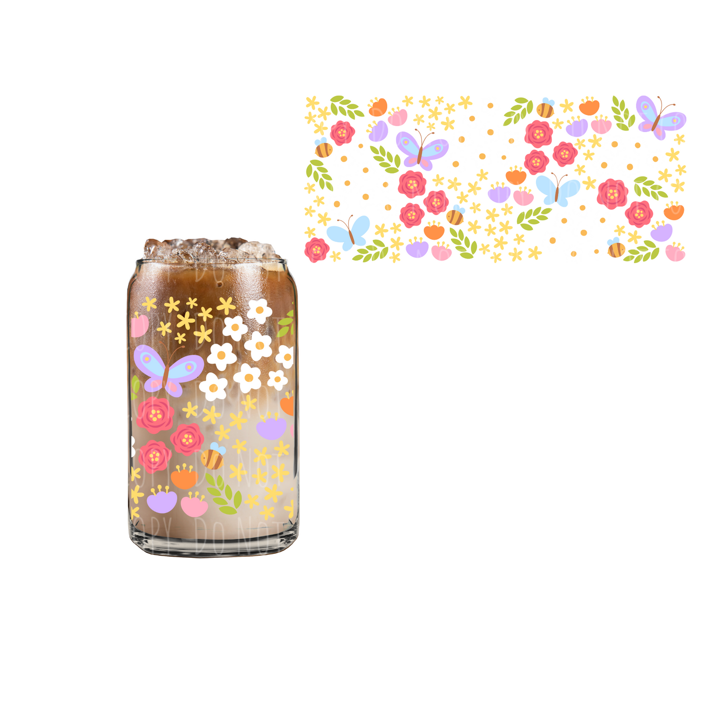 Spring Flowers BRIGHT (DOUBLE SIDED) UVDTF cup wrap
