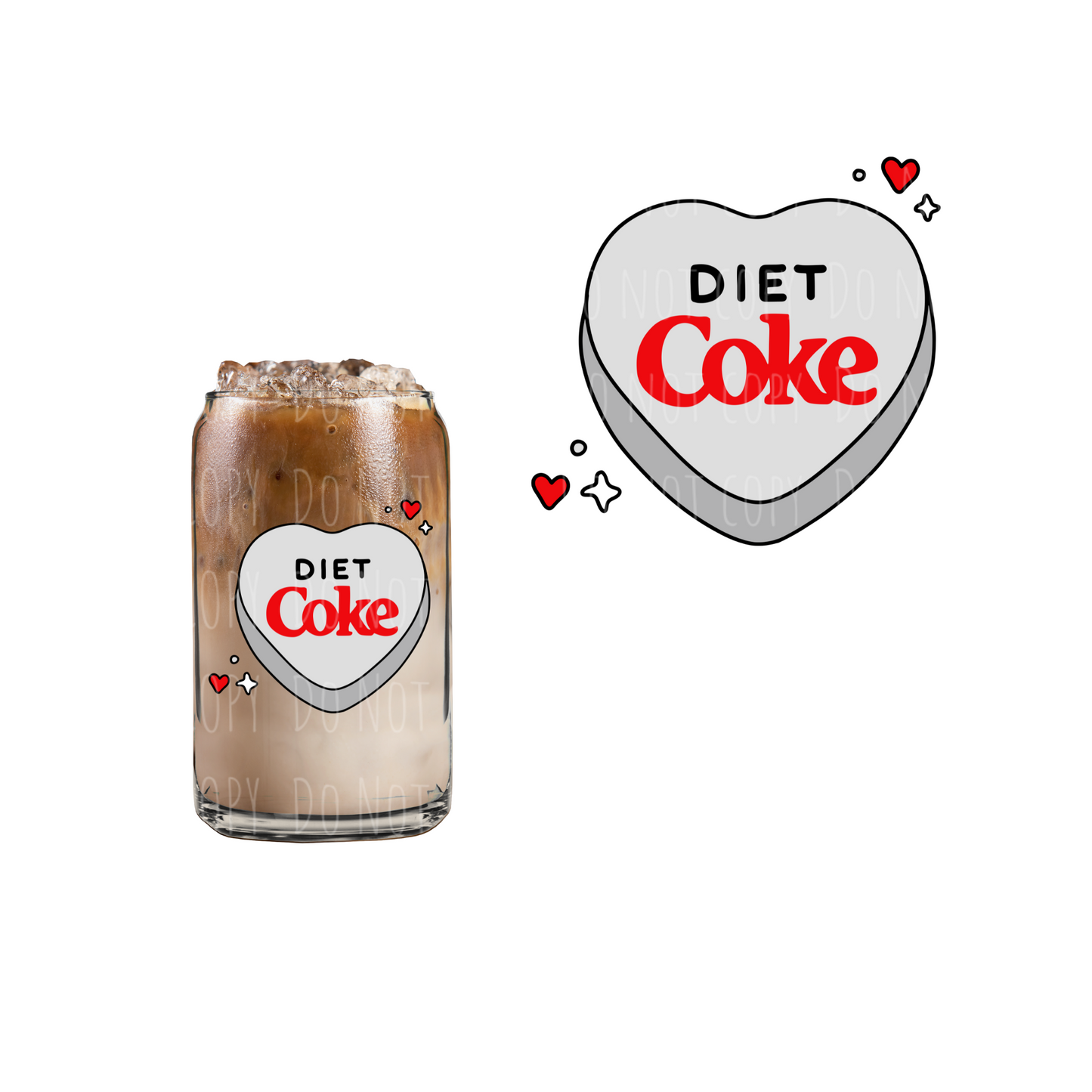 Diet Coke Candy Heart (DOUBLE SIDED) UVDTF decal