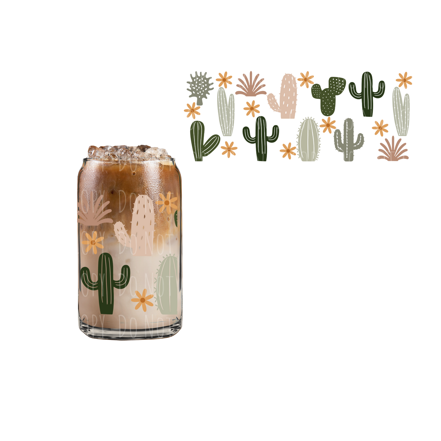 Cactus Trio (DOUBLE SIDED) UVDTF cup wrap