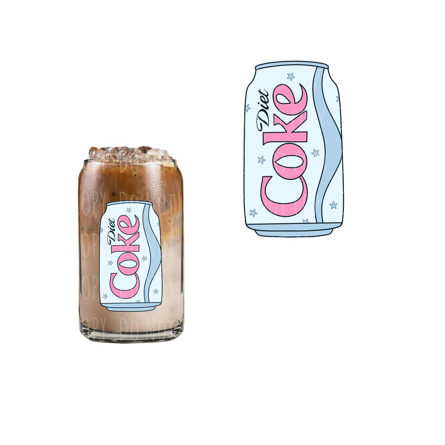 Blue Diet Coke Stars Can (DOUBLE SIDED) UVDTF decal