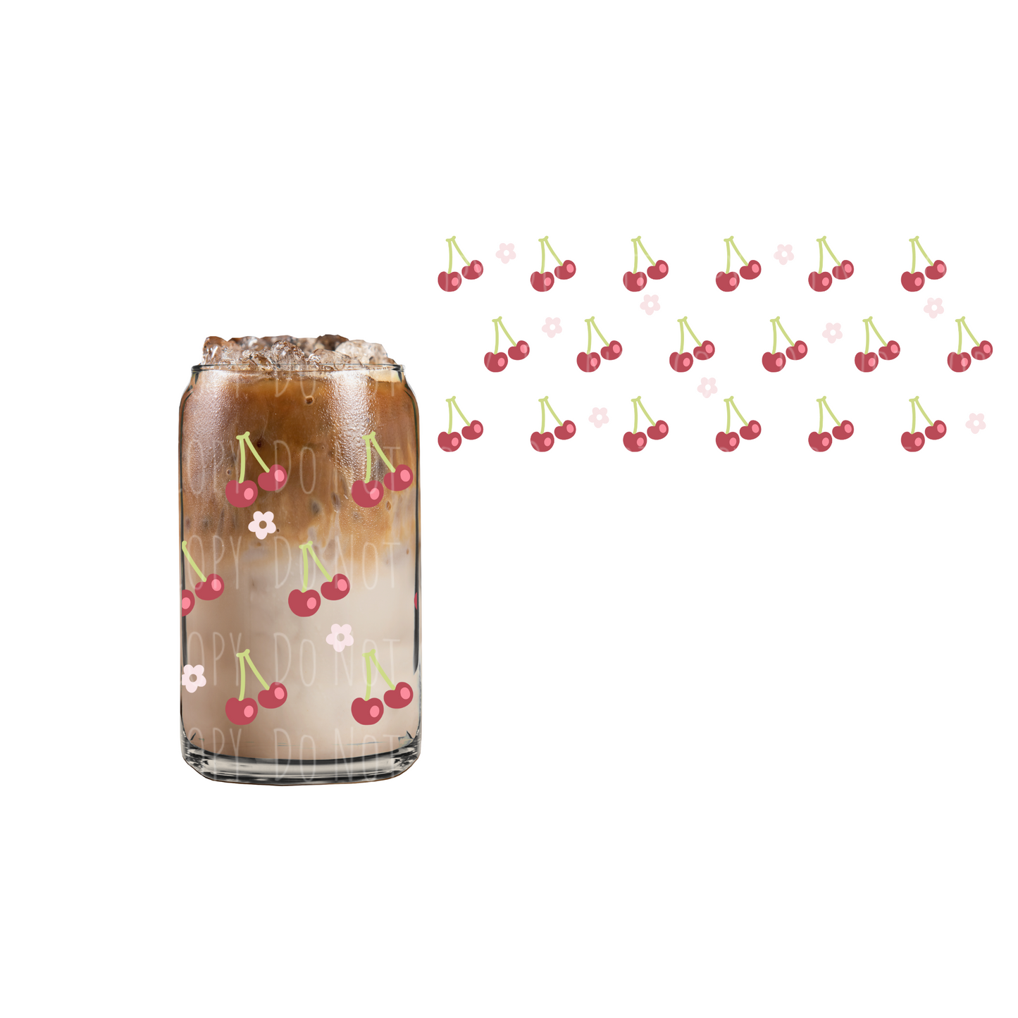 Cherries (DOUBLE SIDED) UVDTF 16oz cup wrap