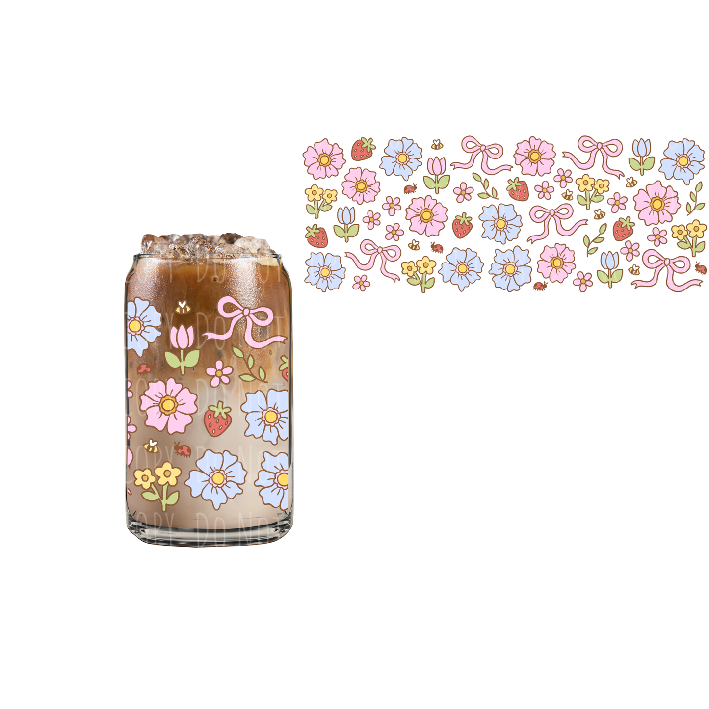 Cottage Blooms (DOUBLE SIDED) UVDTF 16oz cup wrap