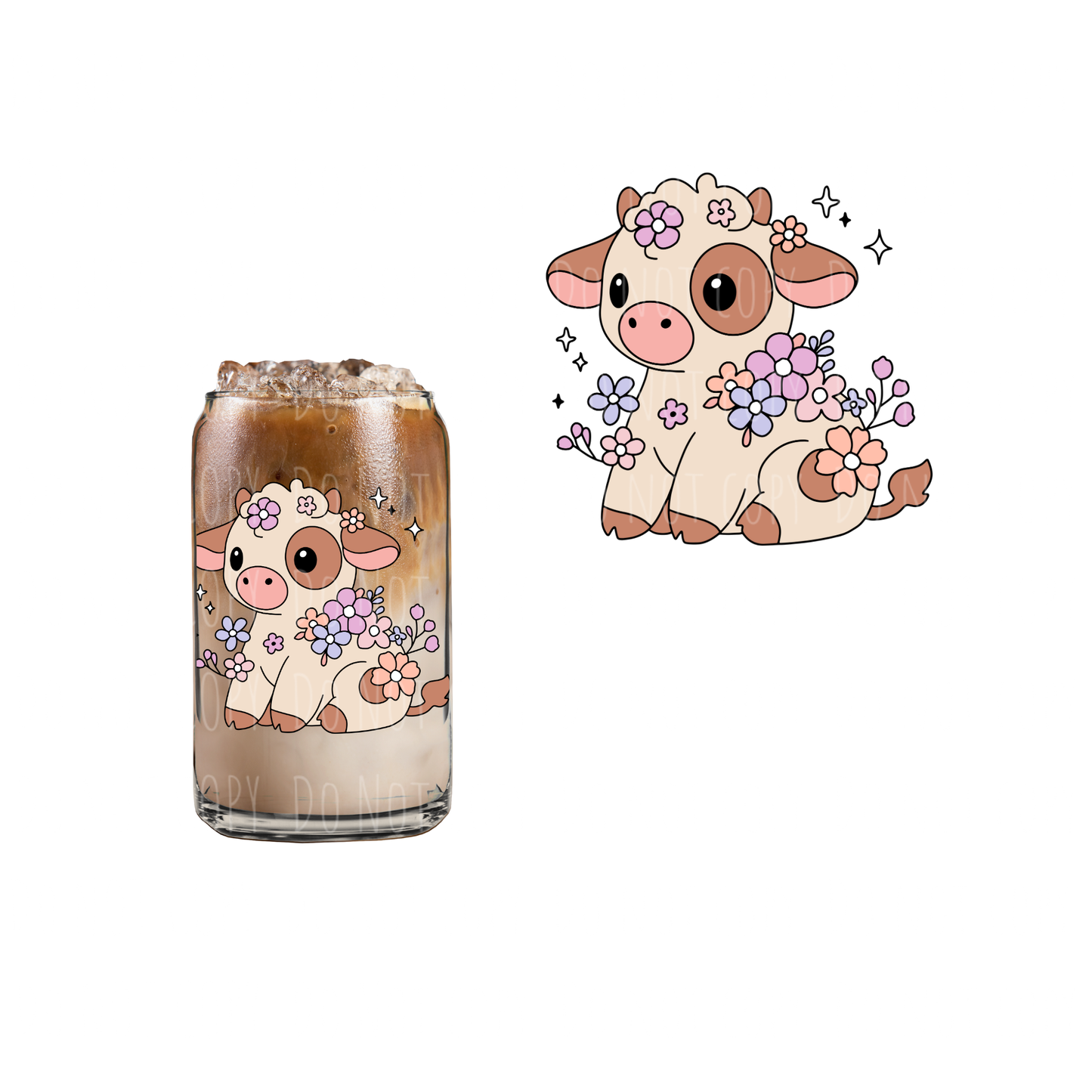 Floral Cow (DOUBLE SIDED) UVDTF decal