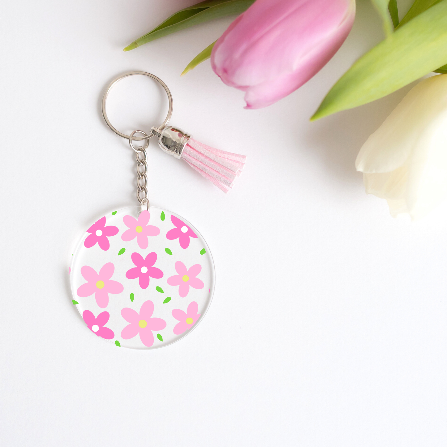 Pink Flowers Keychain Decals (PACK OF 5)