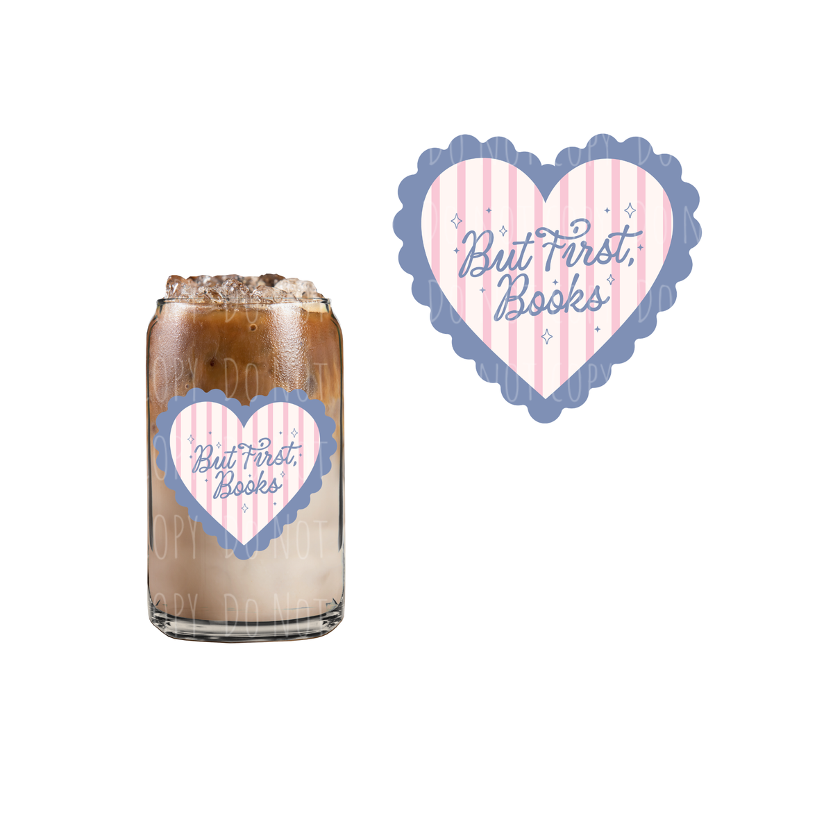 But First Books (Blue-Pink) (DOUBLE SIDED) UVDTF decal