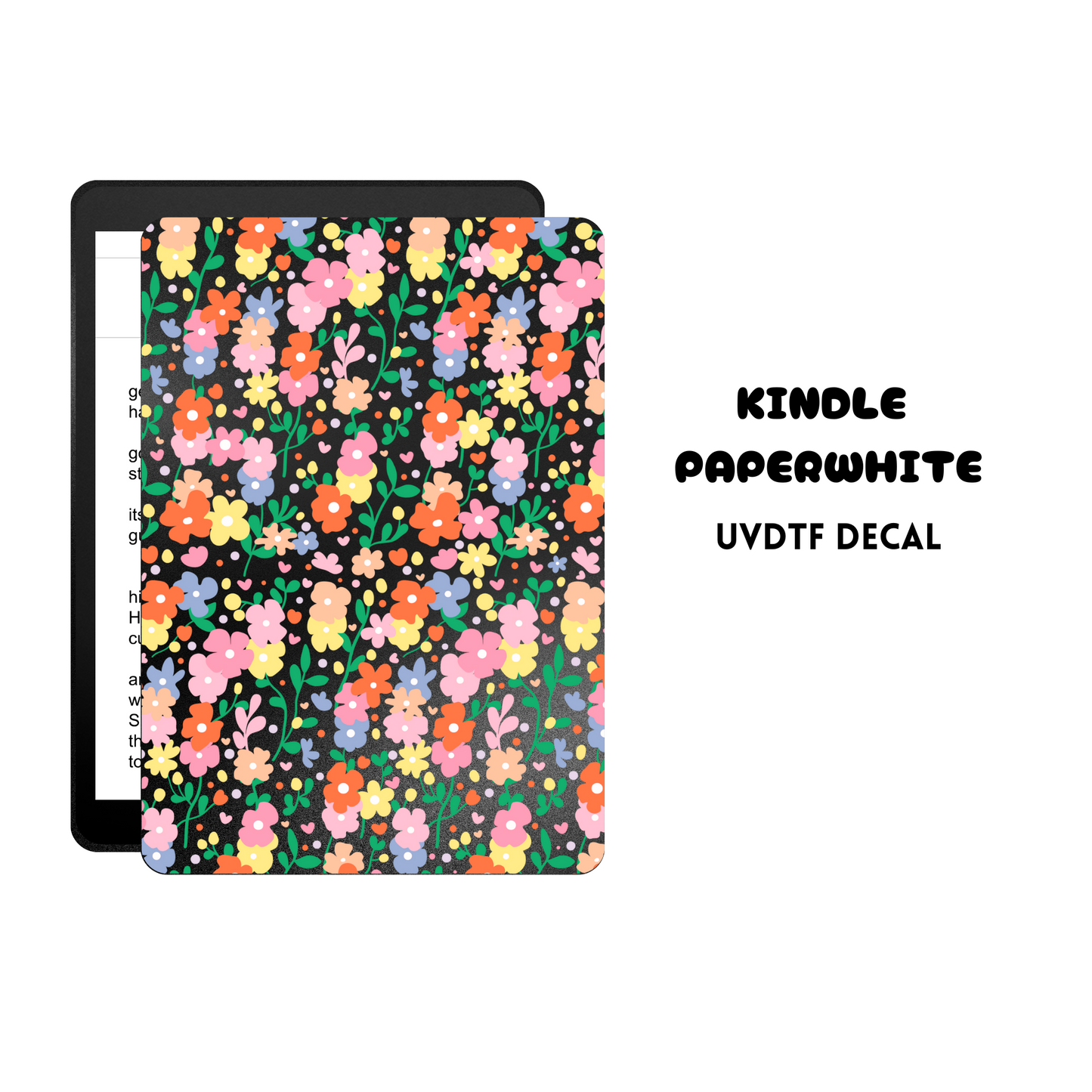 Pink Florals (DOUBLE SIDED) Kindle UVDTF sticker