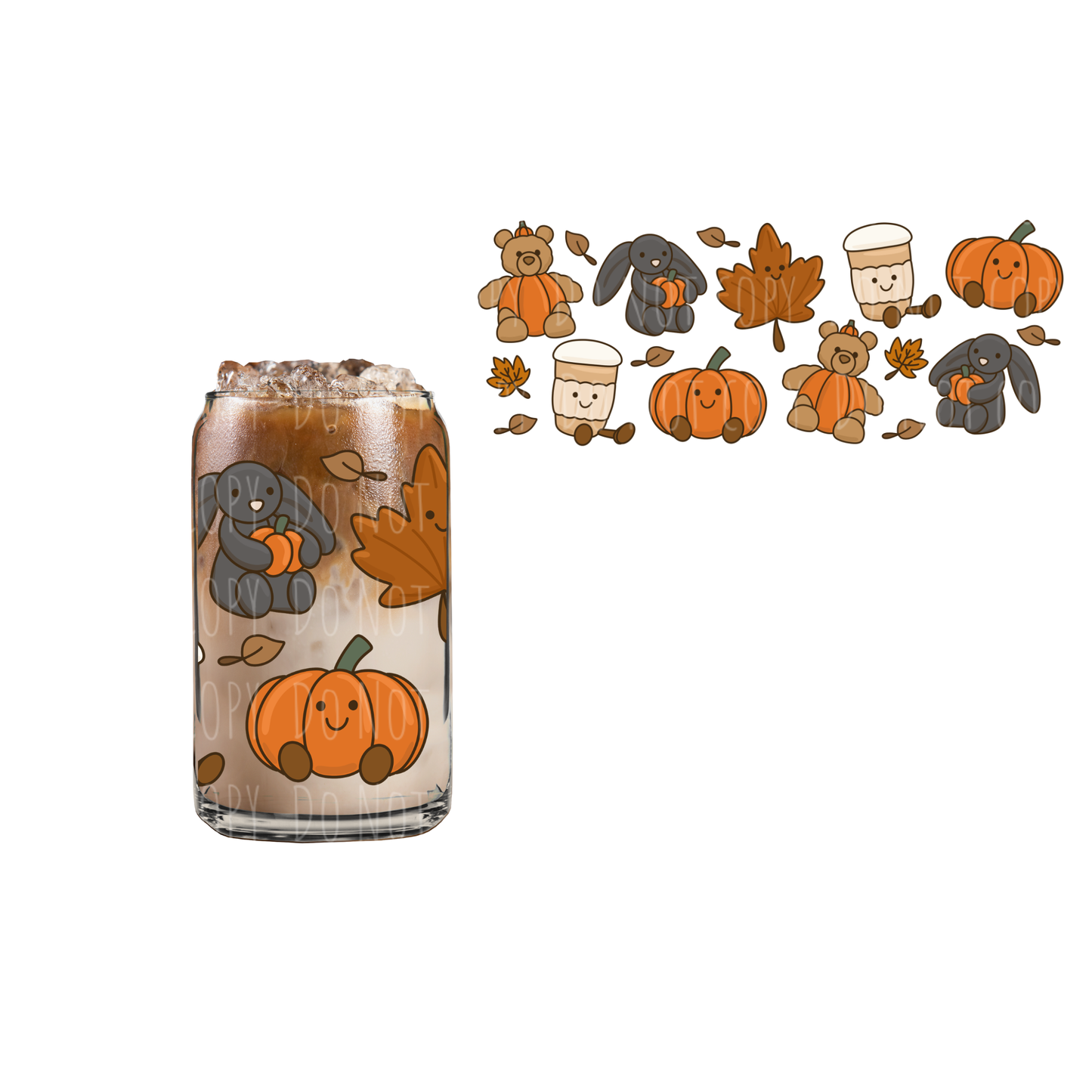 Fall Stuffies (DOUBLE SIDED) UVDTF 16oz cup wrap
