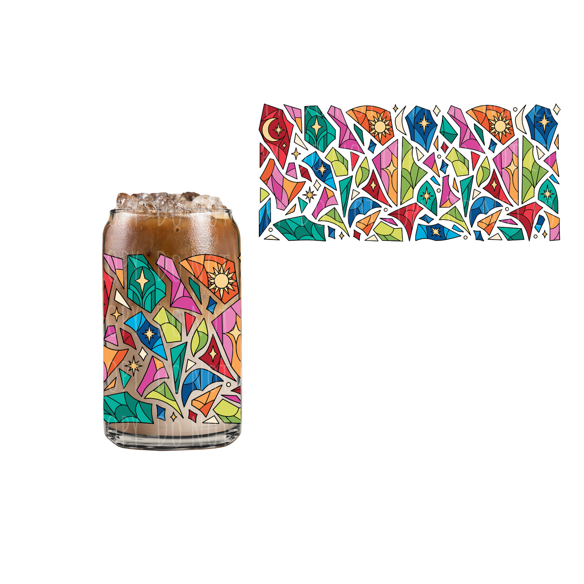 Stained Glass (DOUBLE SIDED) UVDTF 16oz cup wrap