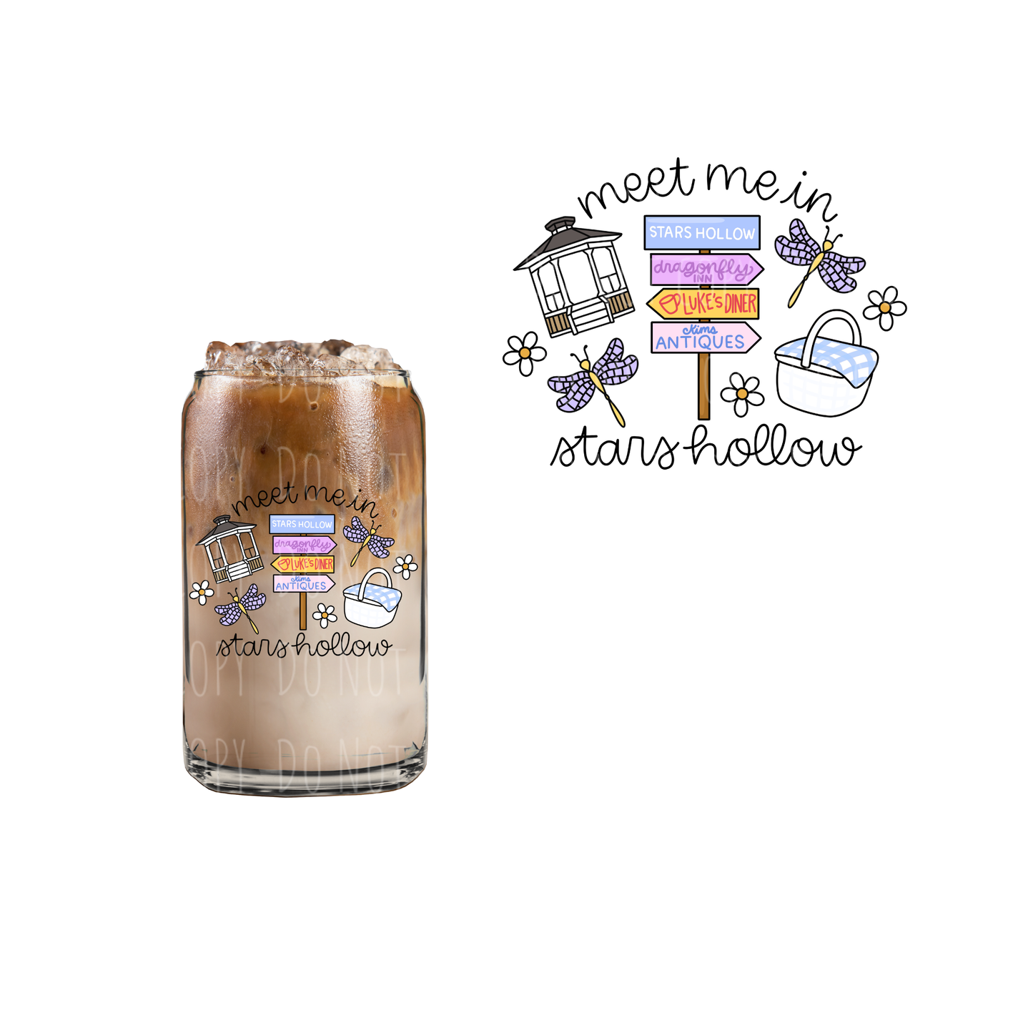 Meet Me In Stars Hollow (DOUBLE SIDED) UVDTF decal