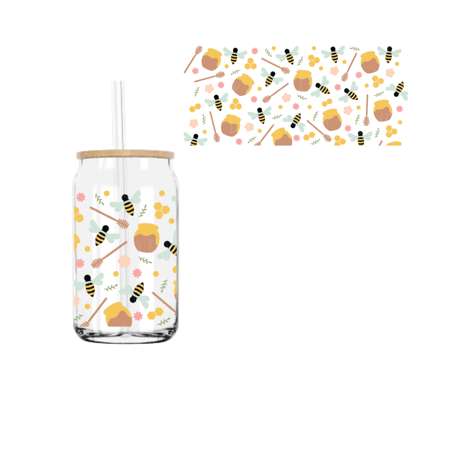 Honey Bee (DOUBLE SIDED) UVDTF cup wrap