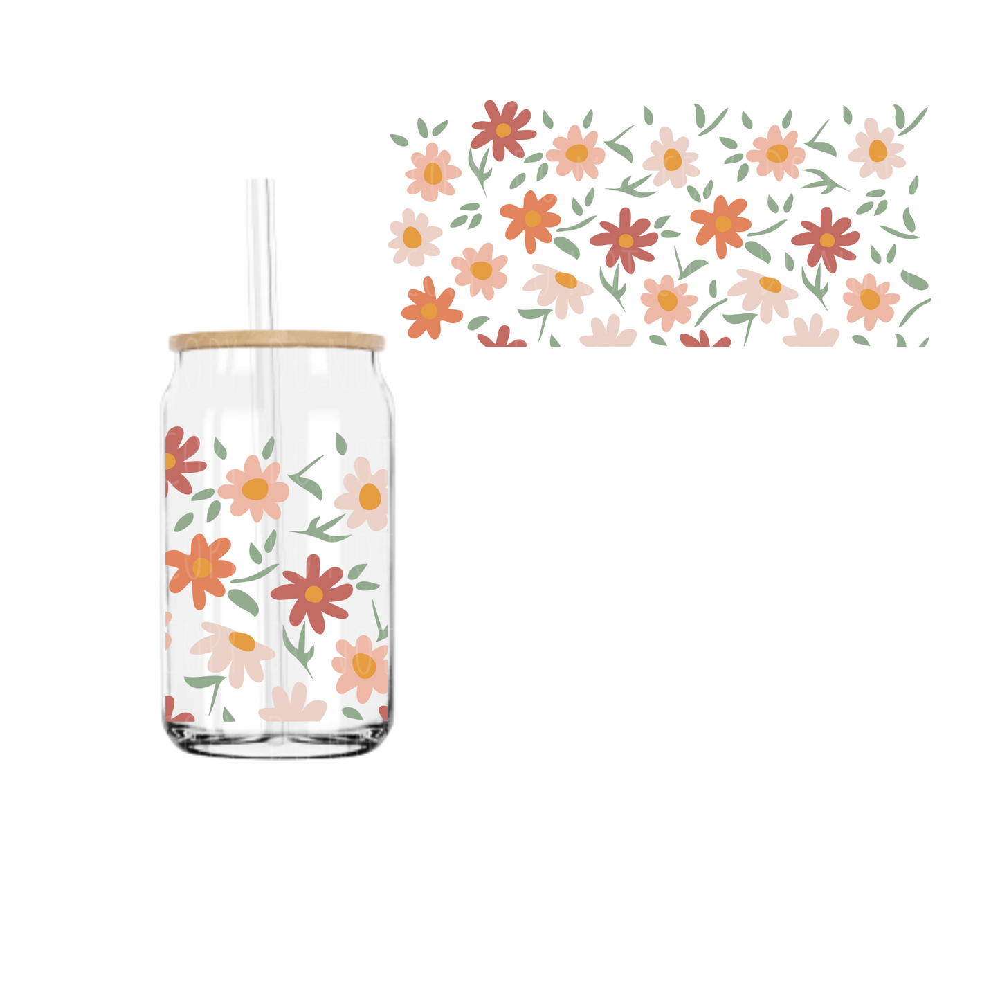 Boho Blooms (DOUBLE SIDED) UVDTF cup wrap