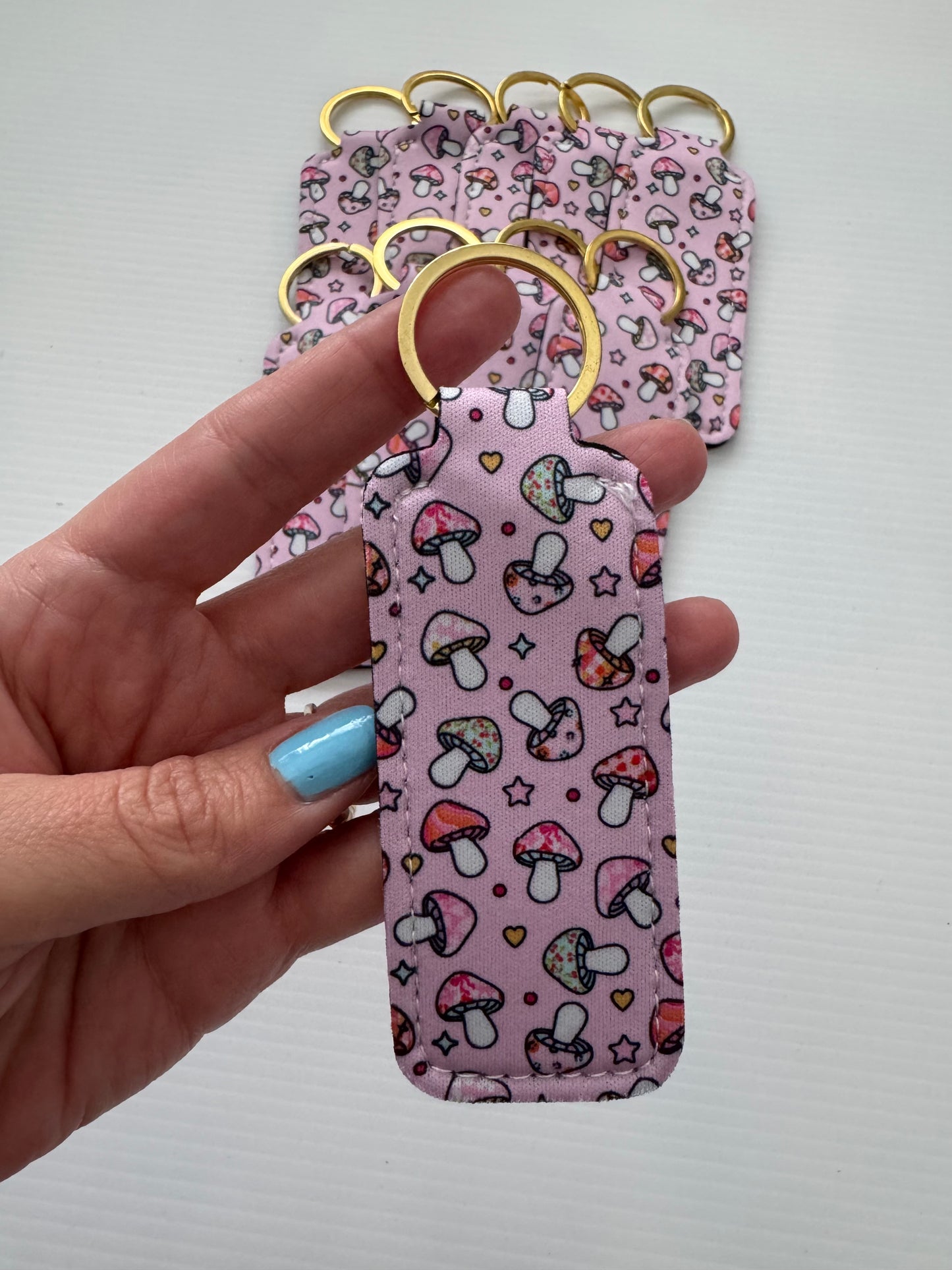Mushrooms Chapstick Holder Keychains (Pack of 5)