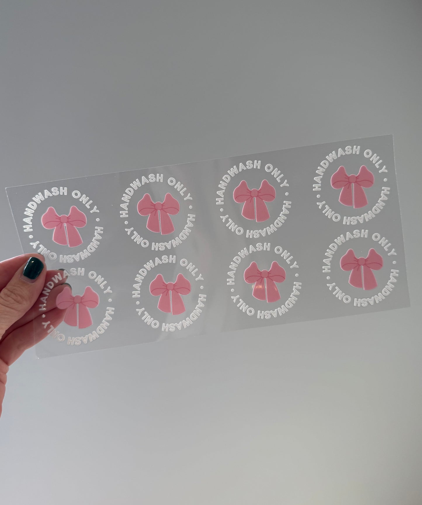 Pink Bow Handwash Only Stickers ( Pack of 8 )