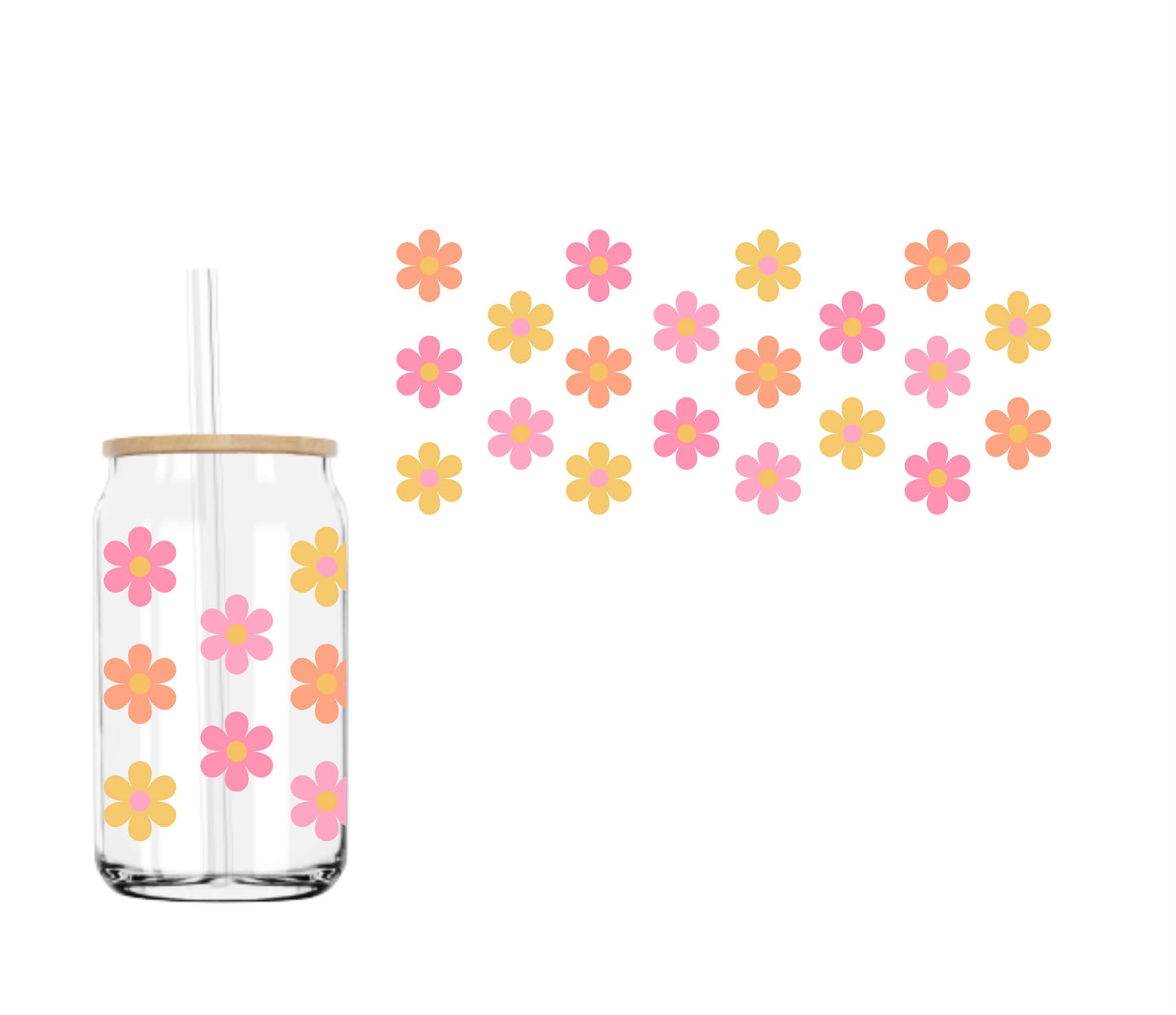 Funky Daisies (DOUBLE SIDED) UVDTF cup wrap