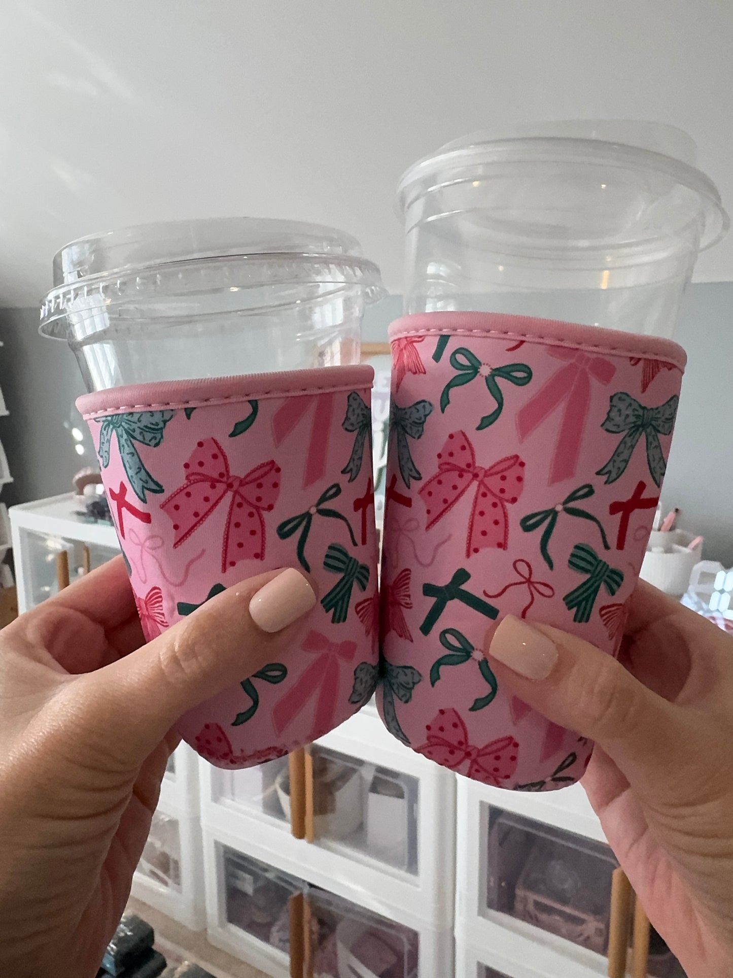 Red + Green Bows Coffee Sleeves