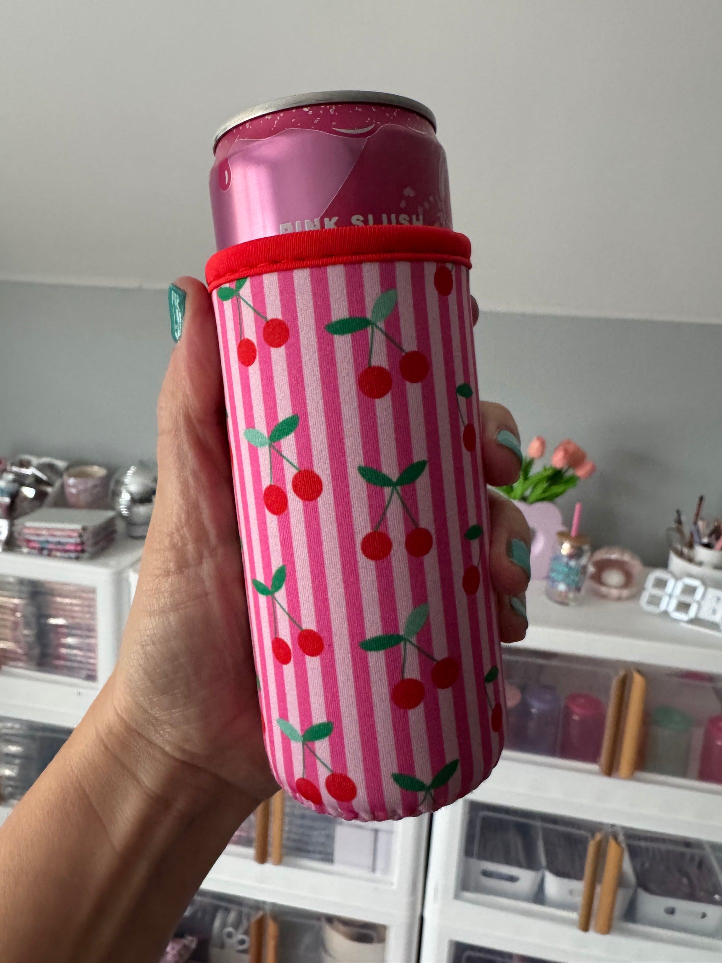 Cherry Stripes Tall Can Sleeves (Pack of 5)