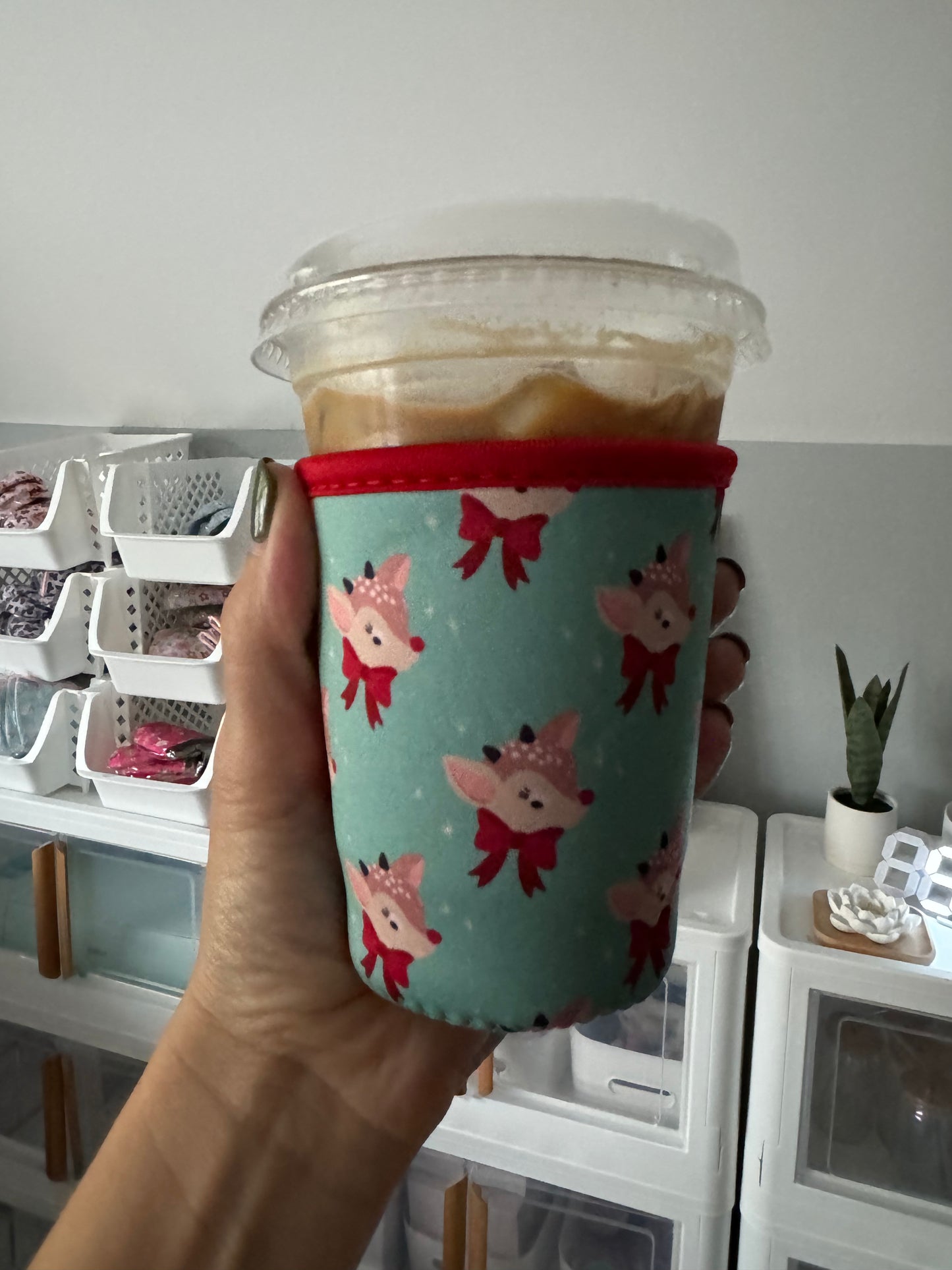 Vintage Reindeer SMALL Coffee Coffee Coozies (Pack of 5)