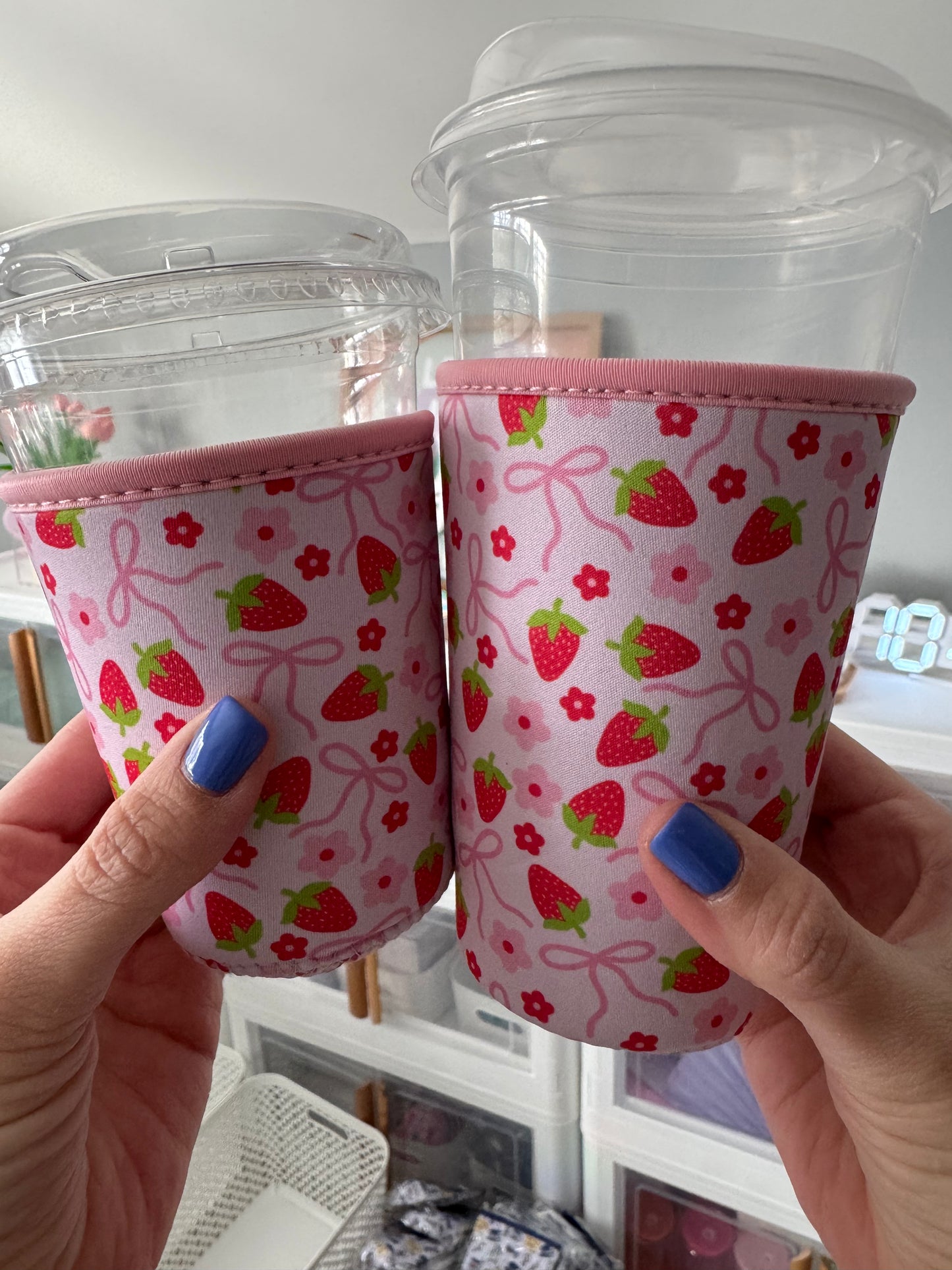 Strawberries and Bows Coffee Coozies