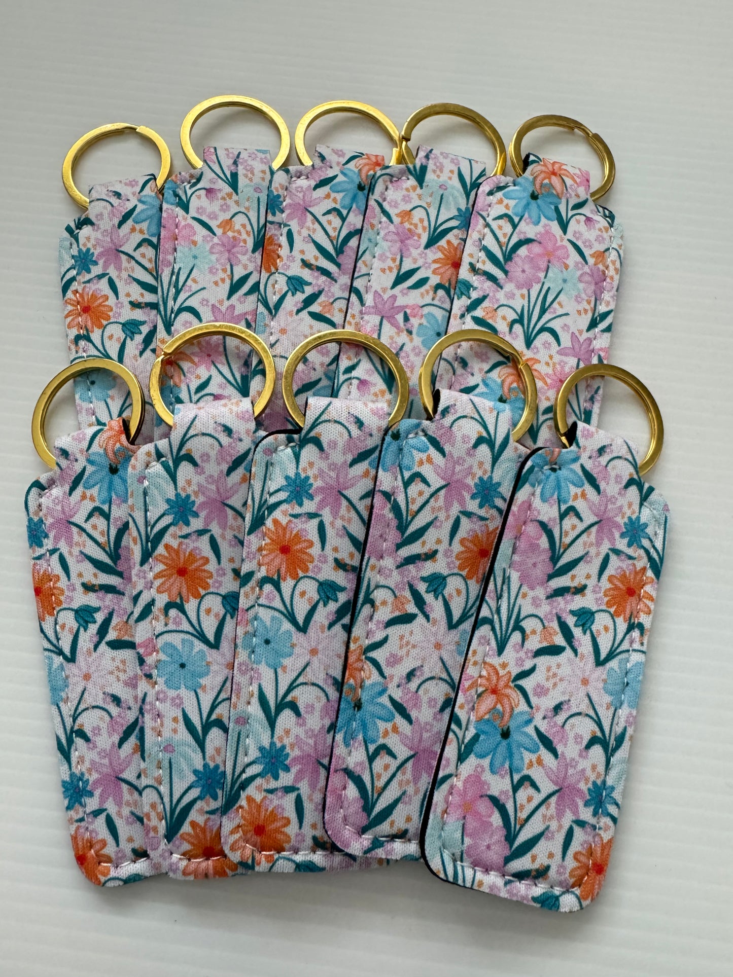 Pastel Florals Chapstick Holder Keychains (Pack of 5)