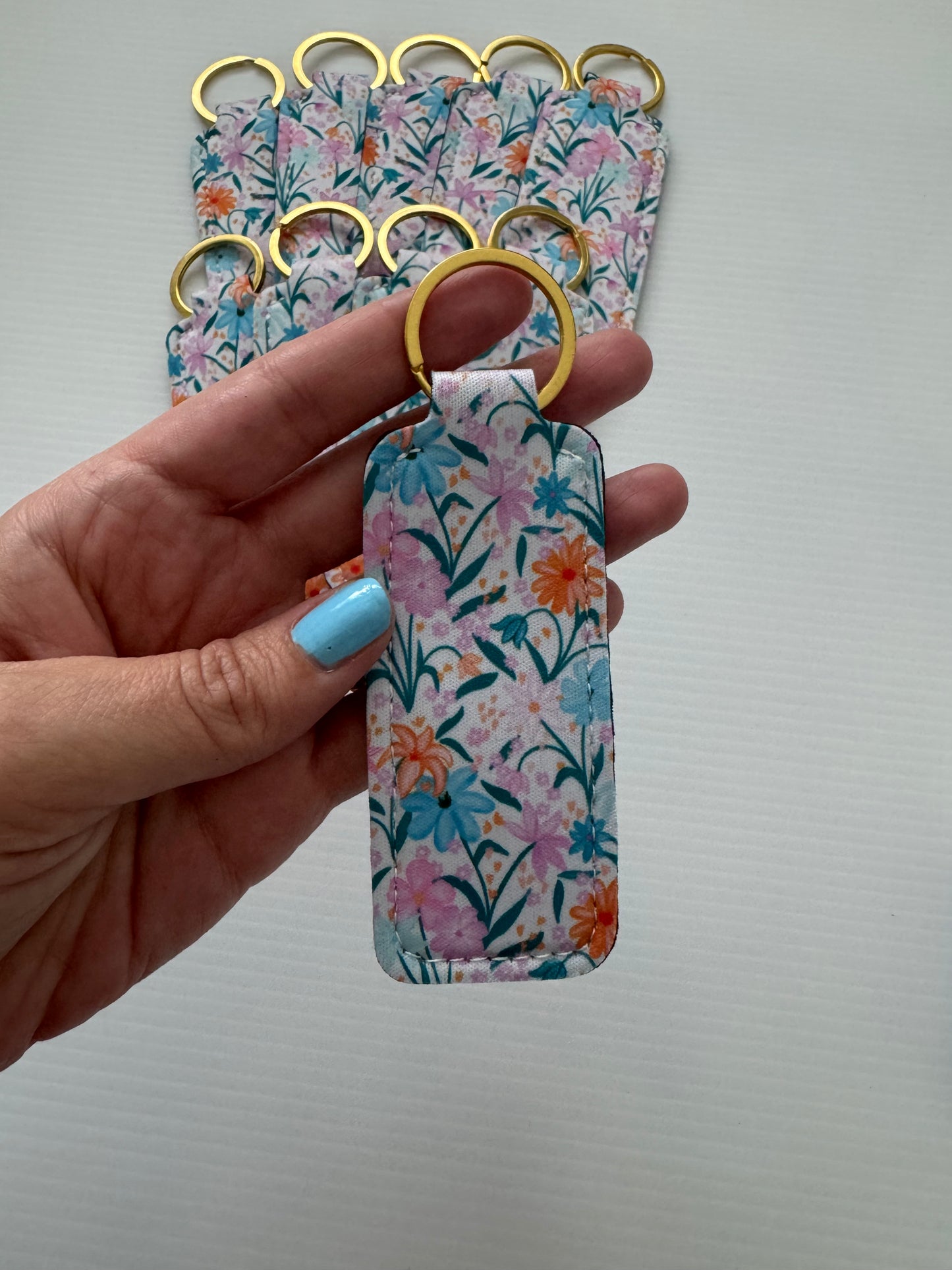 Pastel Florals Chapstick Holder Keychains (Pack of 5)
