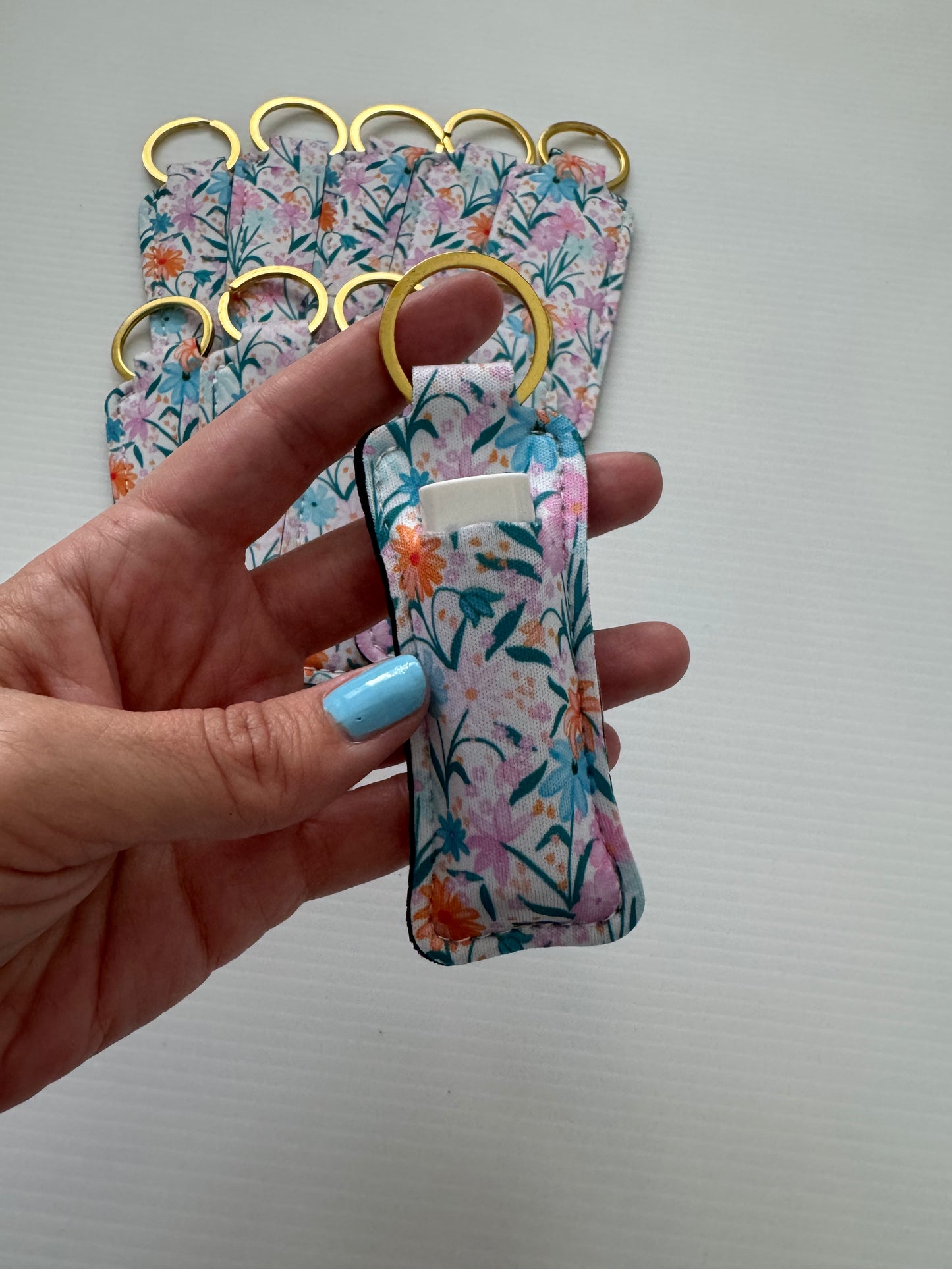 Pastel Florals Chapstick Holder Keychains (Pack of 5)