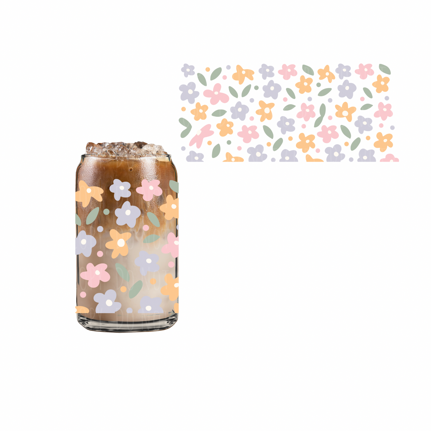 Pastel Flowers (DOUBLE SIDED) UVDTF cup wrap