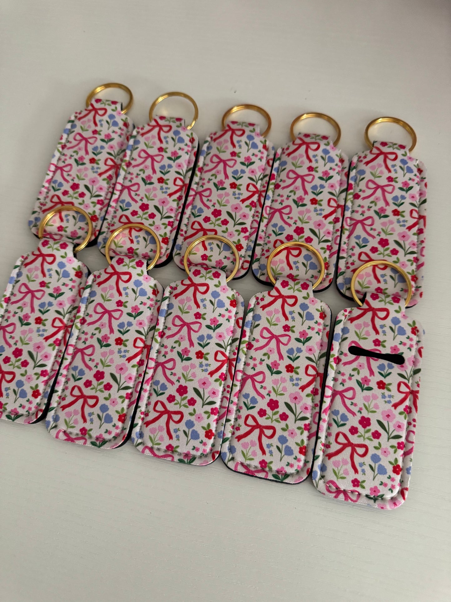 Bows + Flowers Chapstick Holder Keychains (Pack of 5)